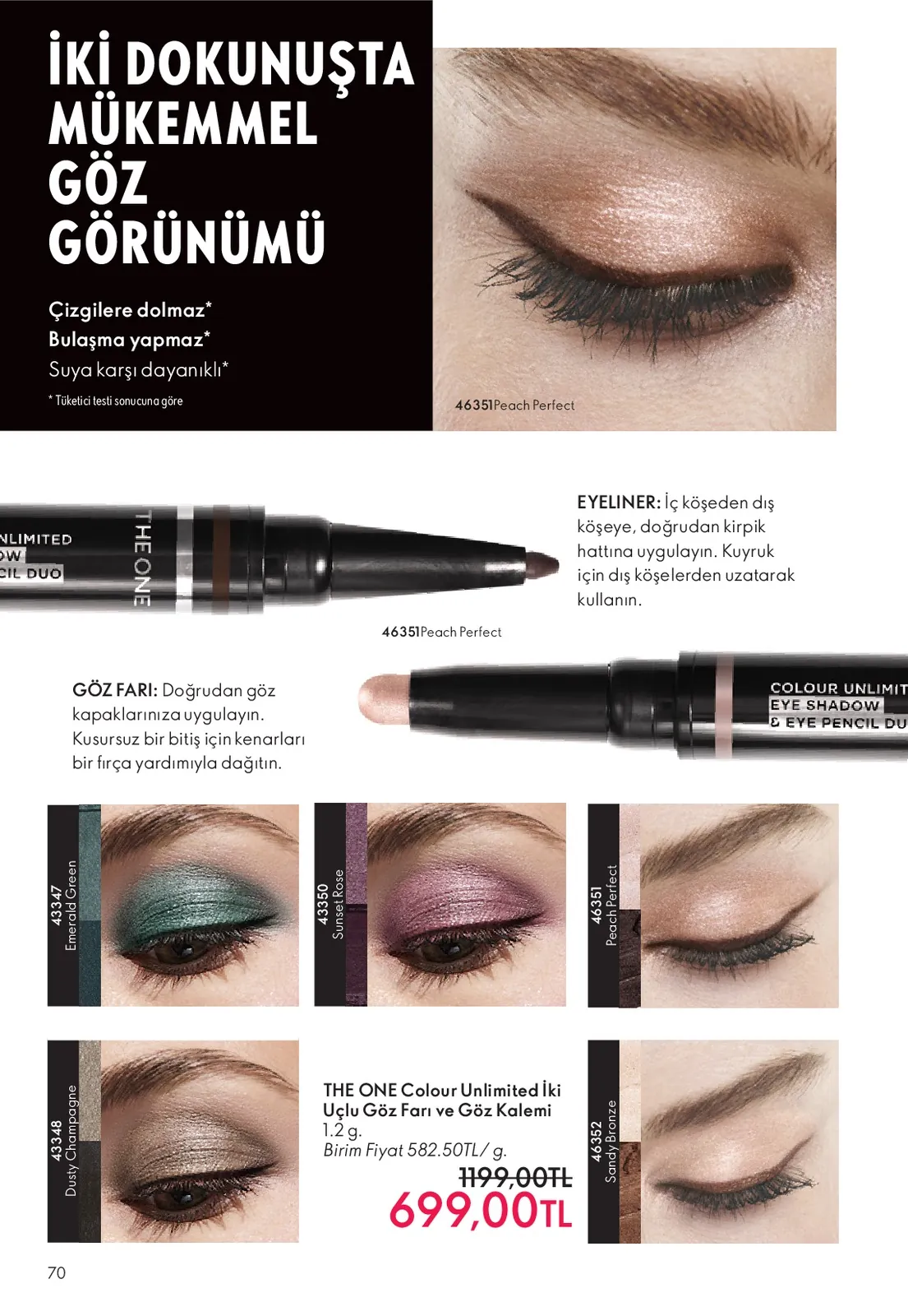 Oriflame Oriflame 1 Haziran 2026 Aktüel Kataloğu sayfa 70: The One Colour Unlimited Iki Uçlu Göz Farı Ve Göz Kalemi 1.2G