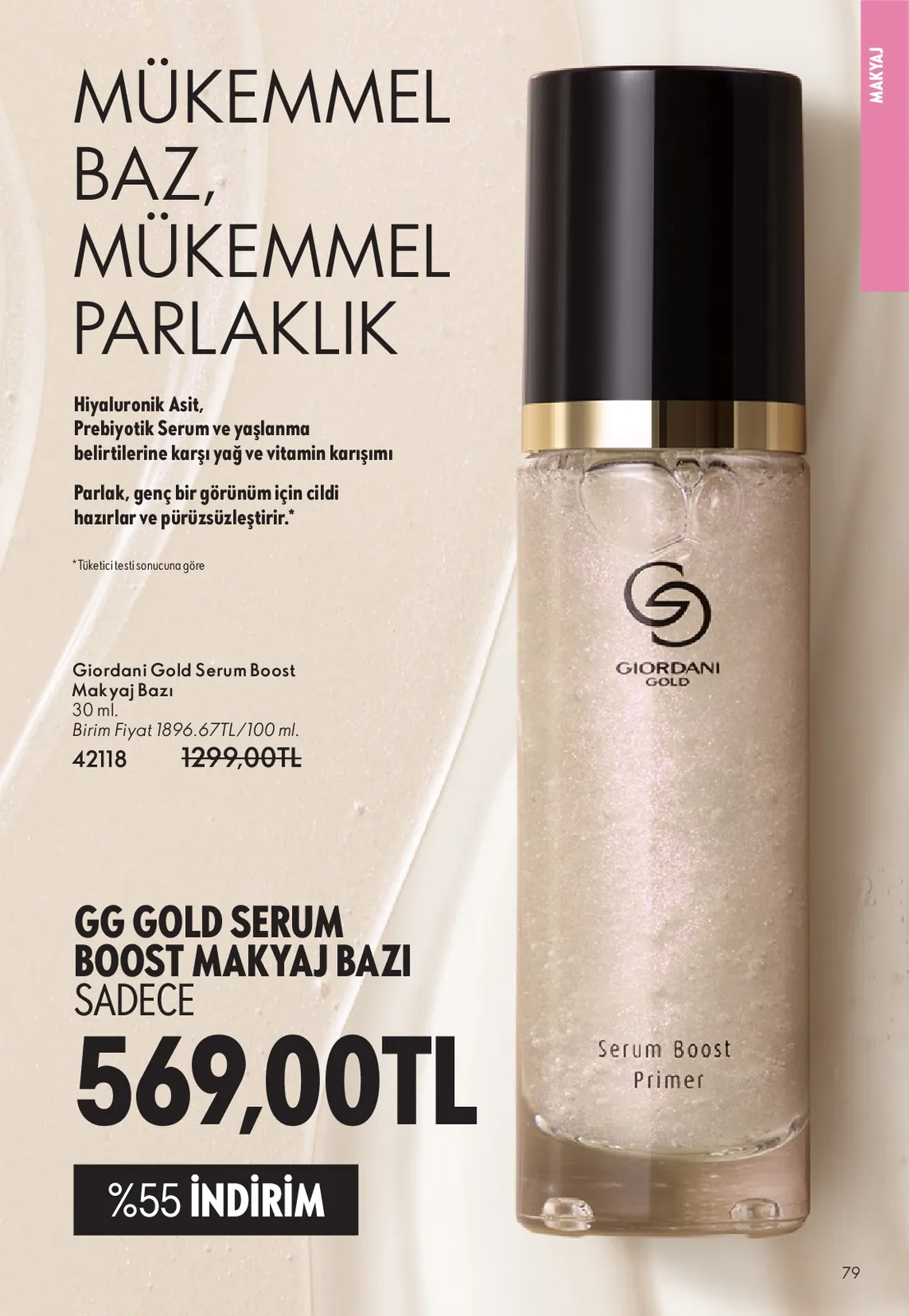 Oriflame Oriflame 1 Haziran 2026 Aktüel Kataloğu sayfa 79: Giordani Gold Serum Boost Makyaj Bazi 30 Ml