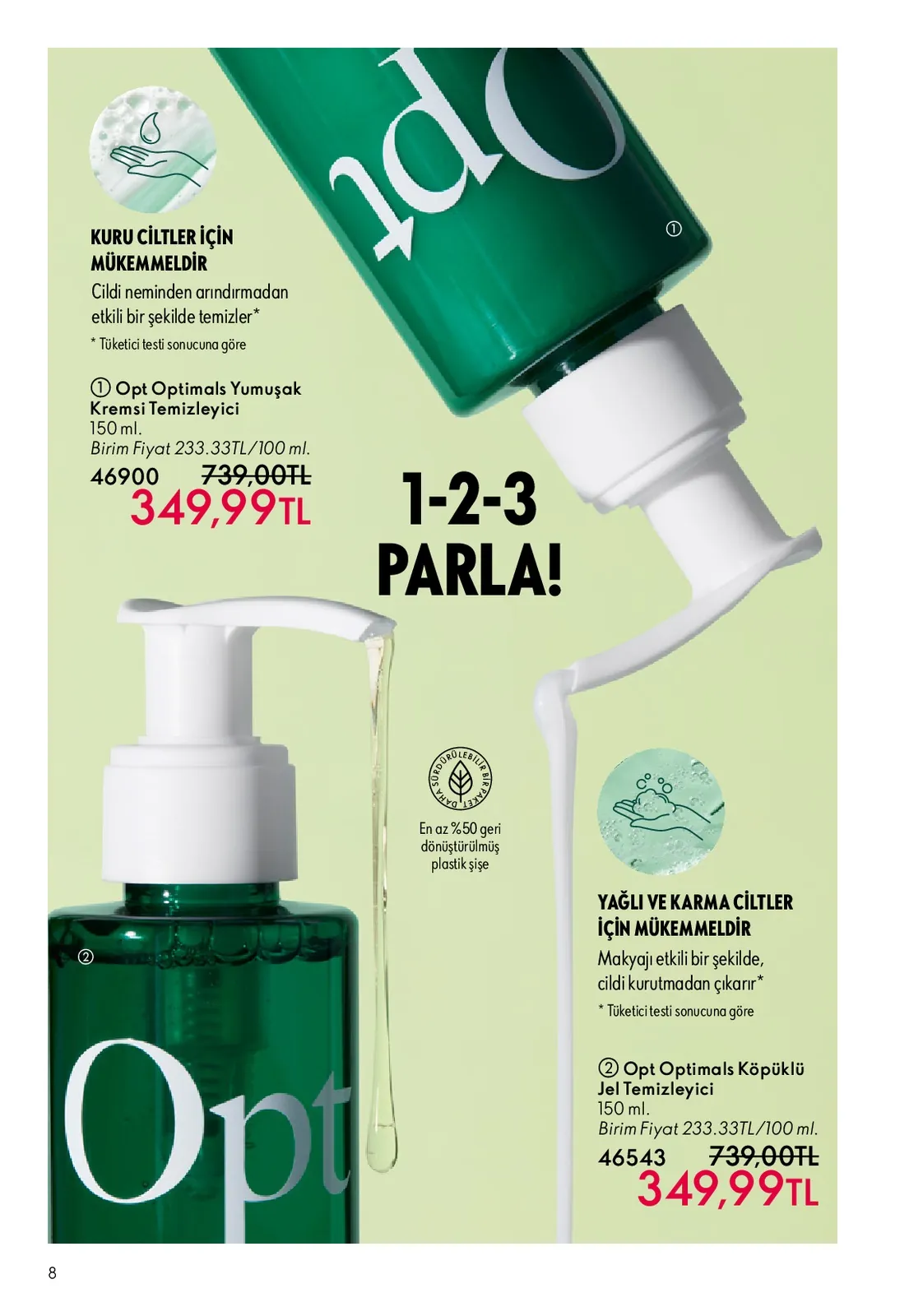 Oriflame Oriflame 1 Haziran 2026 Aktüel Kataloğu sayfa 8: Opt Optimals Köpüklü Jel Temizleyici 150Ml