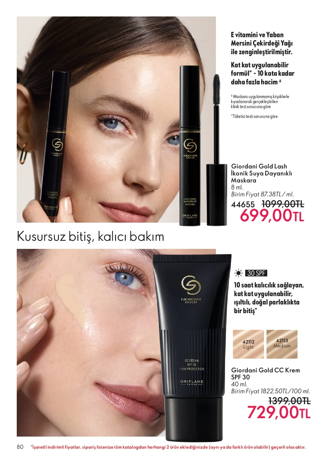 Oriflame Oriflame 1 Haziran 2026 Aktüel Kataloğu sayfa 80: Giordani Gold Ccc Cream Spf 30 40 Ml, Giordani Gold Lash Ikonik Suyu Dayanıklı Maskara 8 Ml