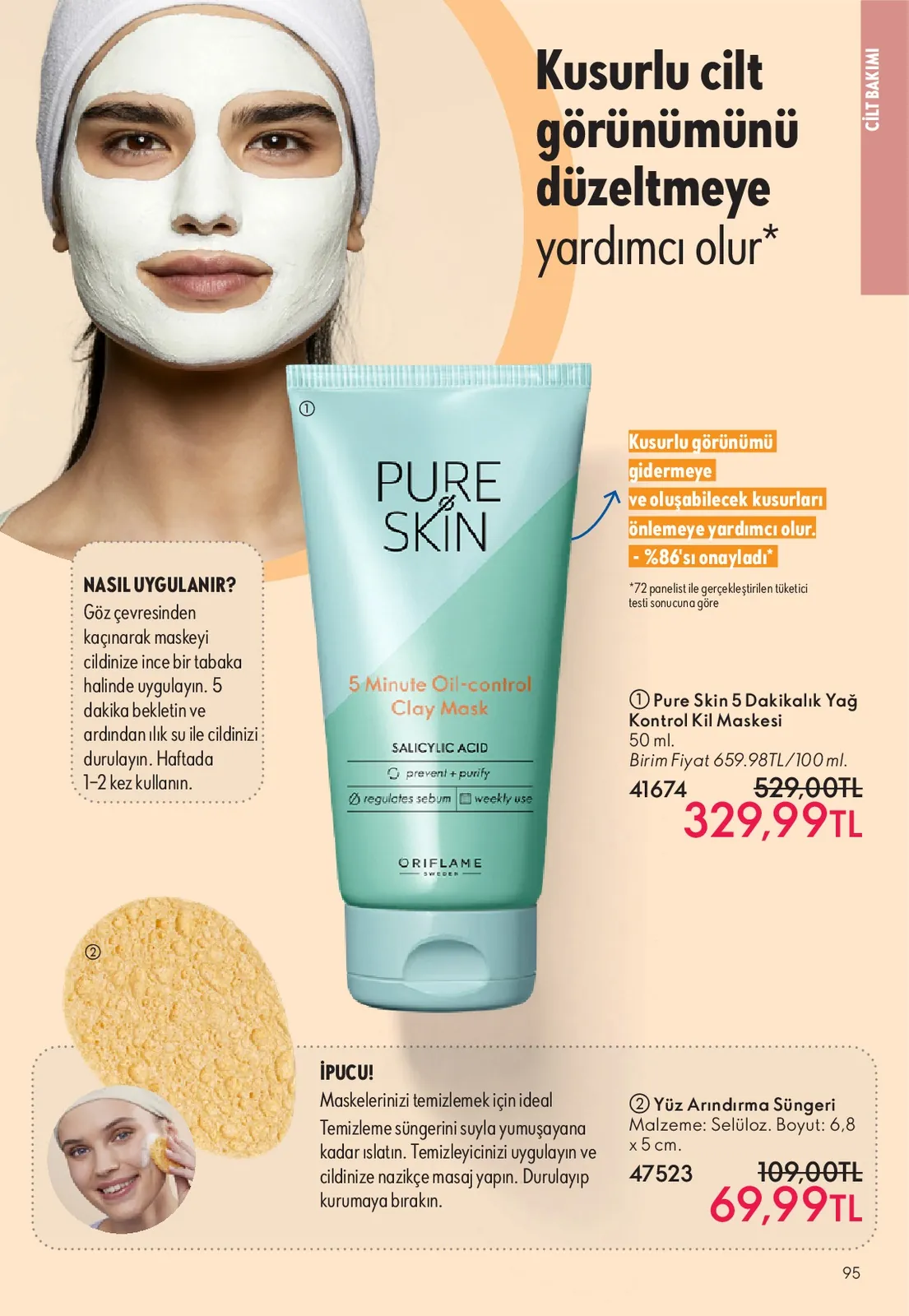 Oriflame Oriflame 1 Haziran 2026 Aktüel Kataloğu sayfa 95: Pure Skin 5 Dakikalık Yağ Kontrol Kil Maskesi 50 Ml
