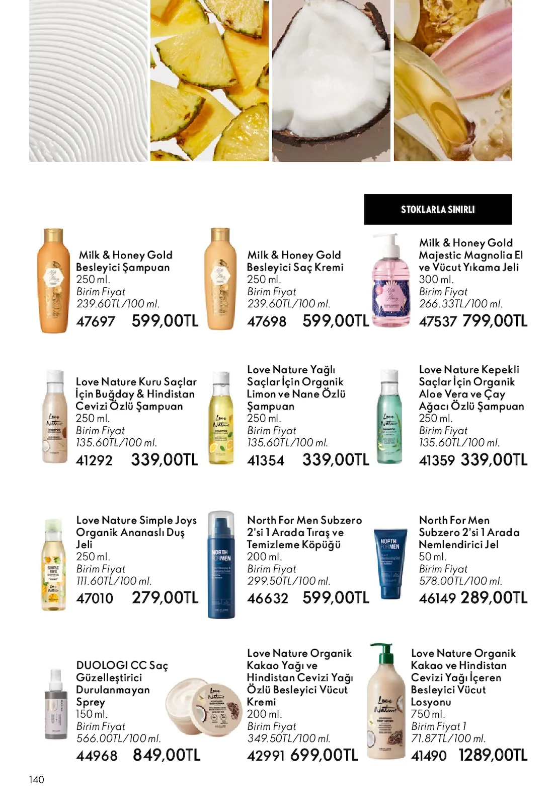Oriflame Oriflame 1 Temmuz 2026 Aktüel Kataloğu sayfa 140: Love Nature Organik Kakao Ve Hindistan Cevizi Yağı Içeren Besleyici Vücut Losyonu 750Ml, Love Nature Kepekli Saçlar Için Organik Aloe Vera Ve Çay Ağacı Özlü Şampuan 250Ml