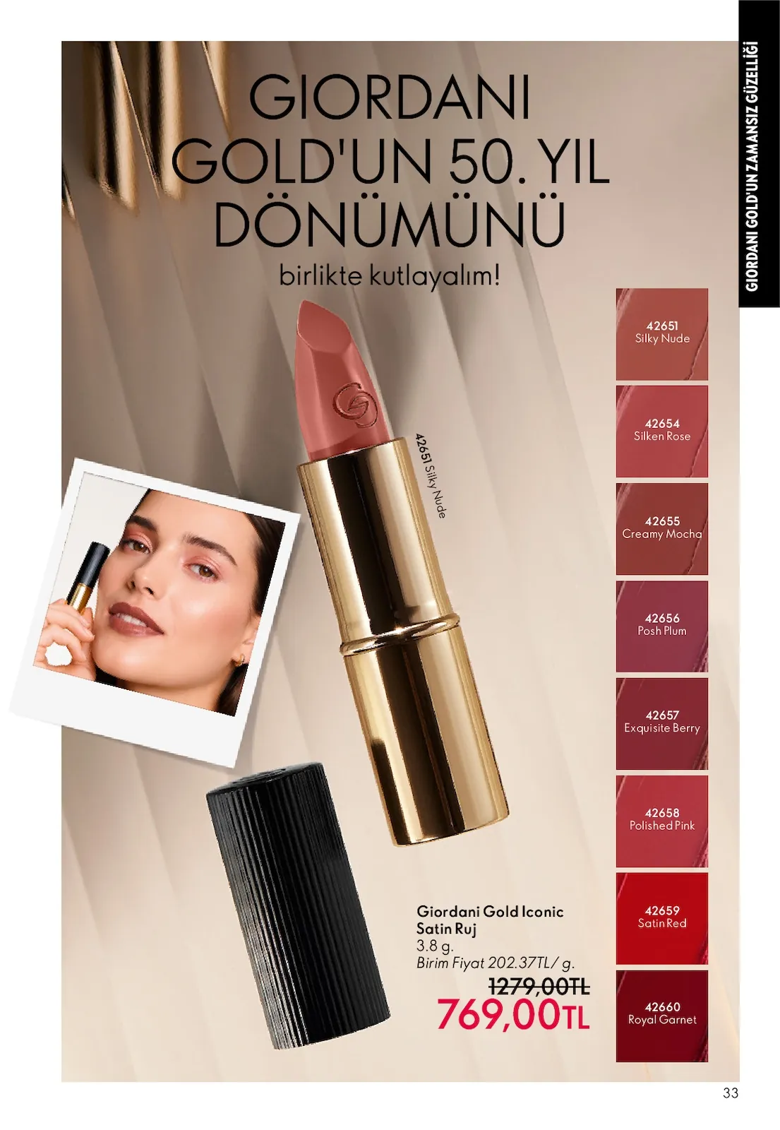 Oriflame Oriflame 1 Temmuz 2026 Aktüel Kataloğu sayfa 33: Giordani Gold Iconic Satin Ruj