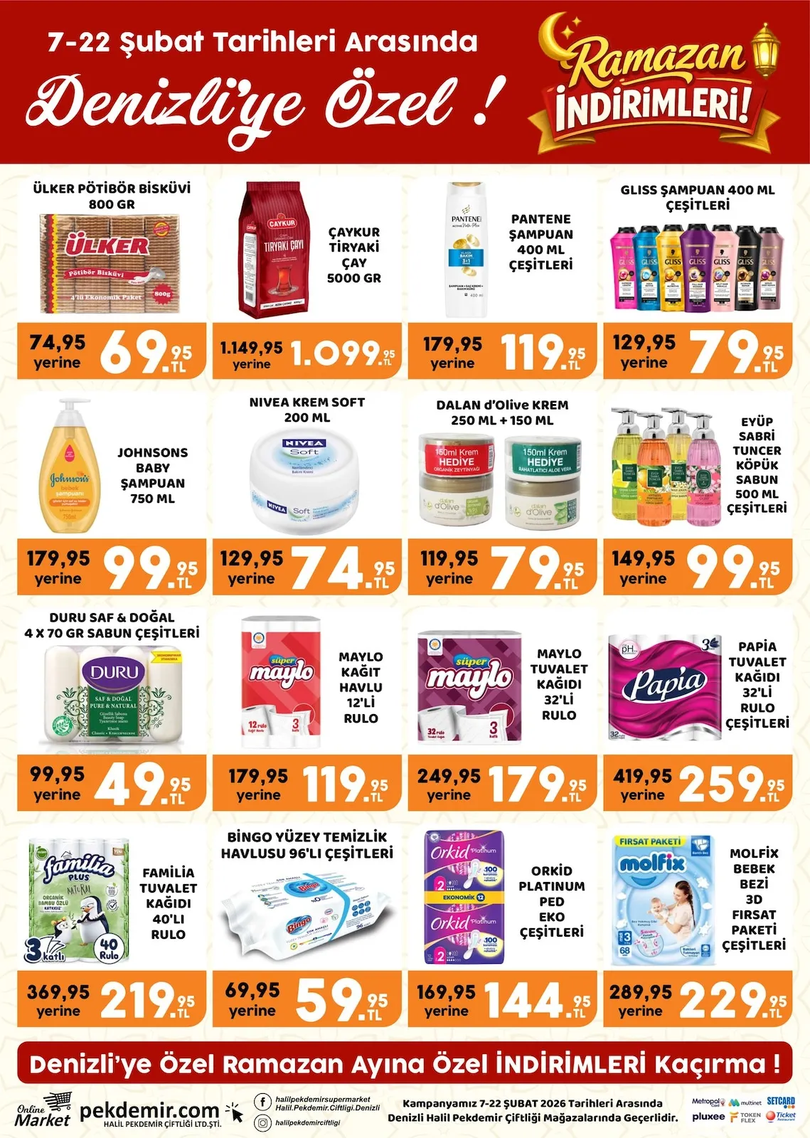 Pekdemir Pekdemir Market 7 Şubat 2026 Aktüel Kataloğu sayfa 3: Familia Tuvalet Kağıdı 40'Lı Rulo, Molfix Bebek Bezi 3D Fırsat Paketi Çeşitleri