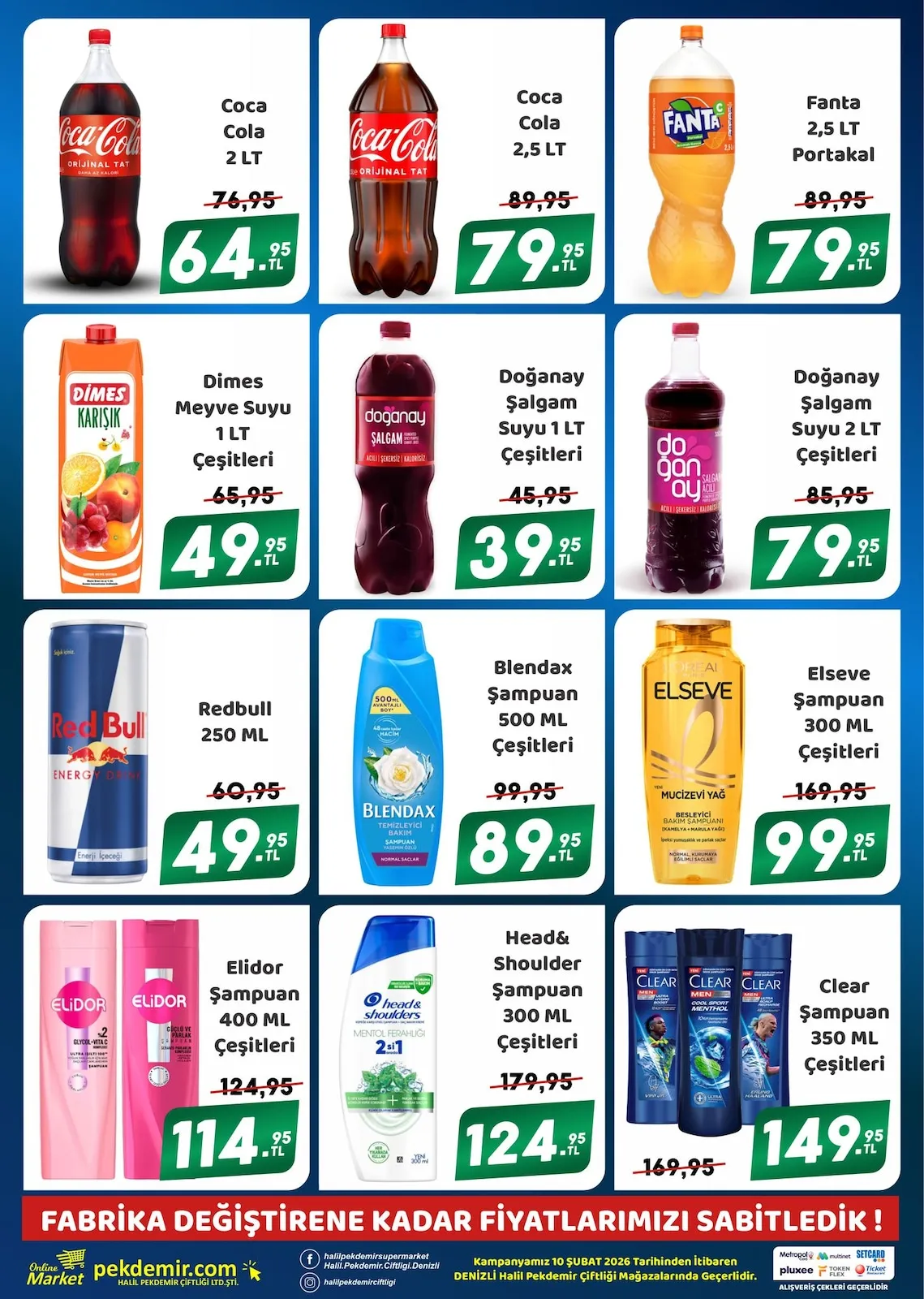 Pekdemir Pekdemir Market 10 Şubat 2026 Aktüel Kataloğu sayfa 6: Doğanay Şalgam Suyu 1 Lt Çeşitleri, Blendax Şampuan 500 Ml Çeşitleri