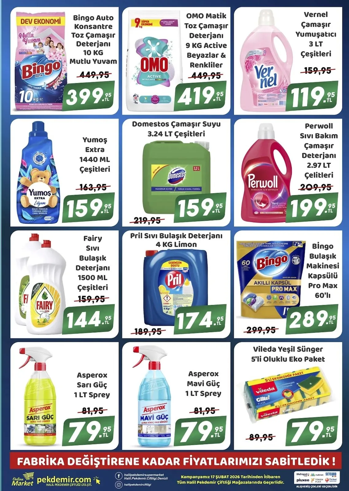 Pekdemir Pekdemir Market 17 Şubat 2026 Aktüel Kataloğu sayfa 8: Yumoş Extra 1440 Ml Çeşitleri, Asperox Sarı Güç 1 Lt Sprey