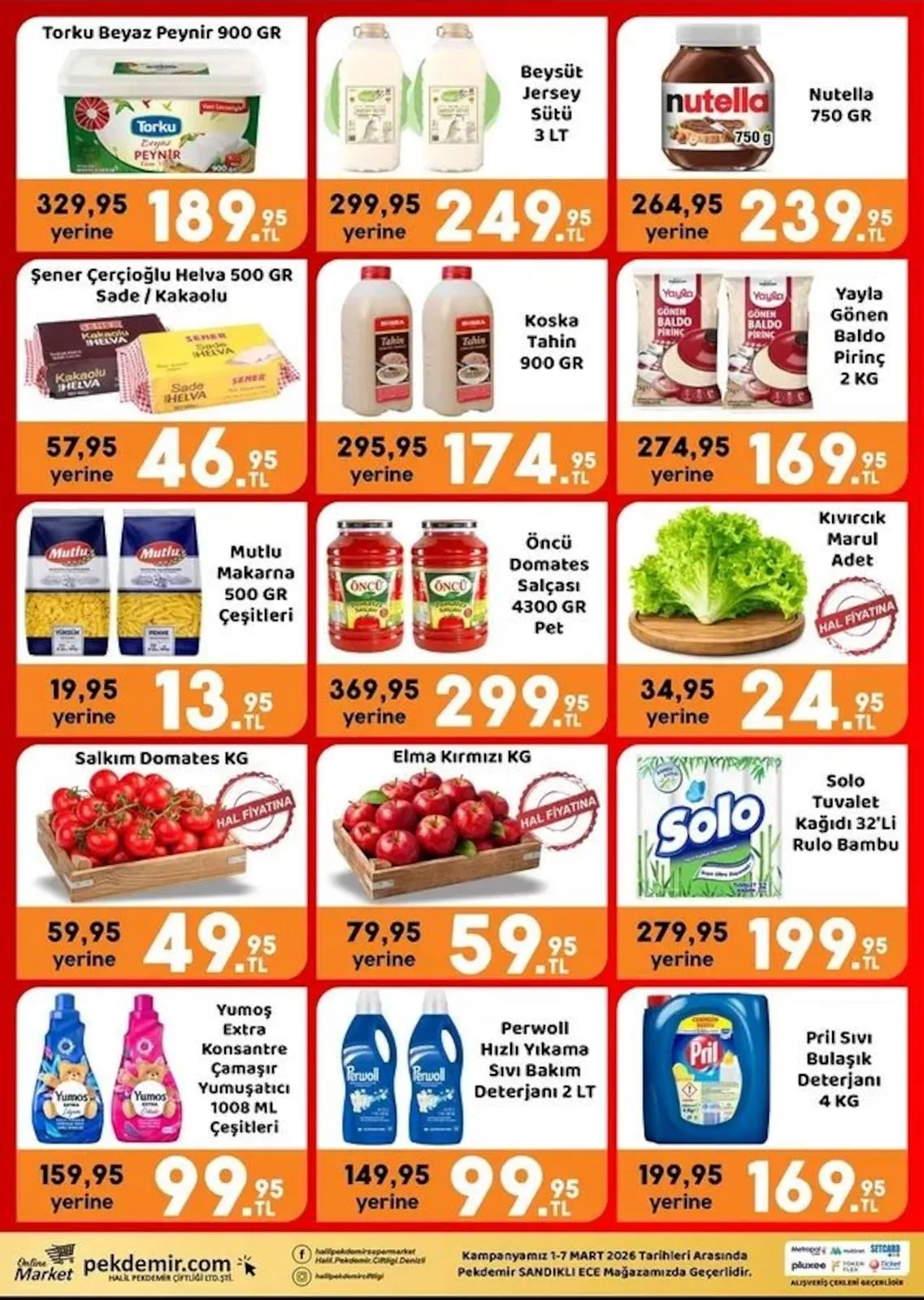 Pekdemir Pekdemir Market 1 Mart 2026 Aktüel Kataloğu sayfa 2: Kıvırcık Marul Adet, Elma Kırmızı Kg