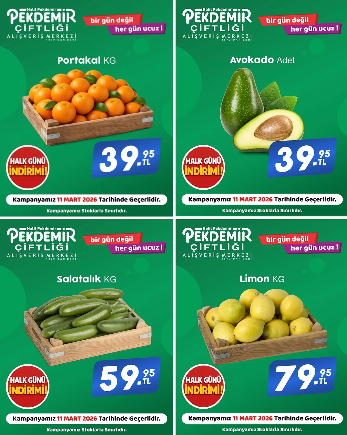 Pekdemir Pekdemir Market 11 Mart 2026 Aktüel Kataloğu sayfa 1: Avokado Adet, Portakal Kg