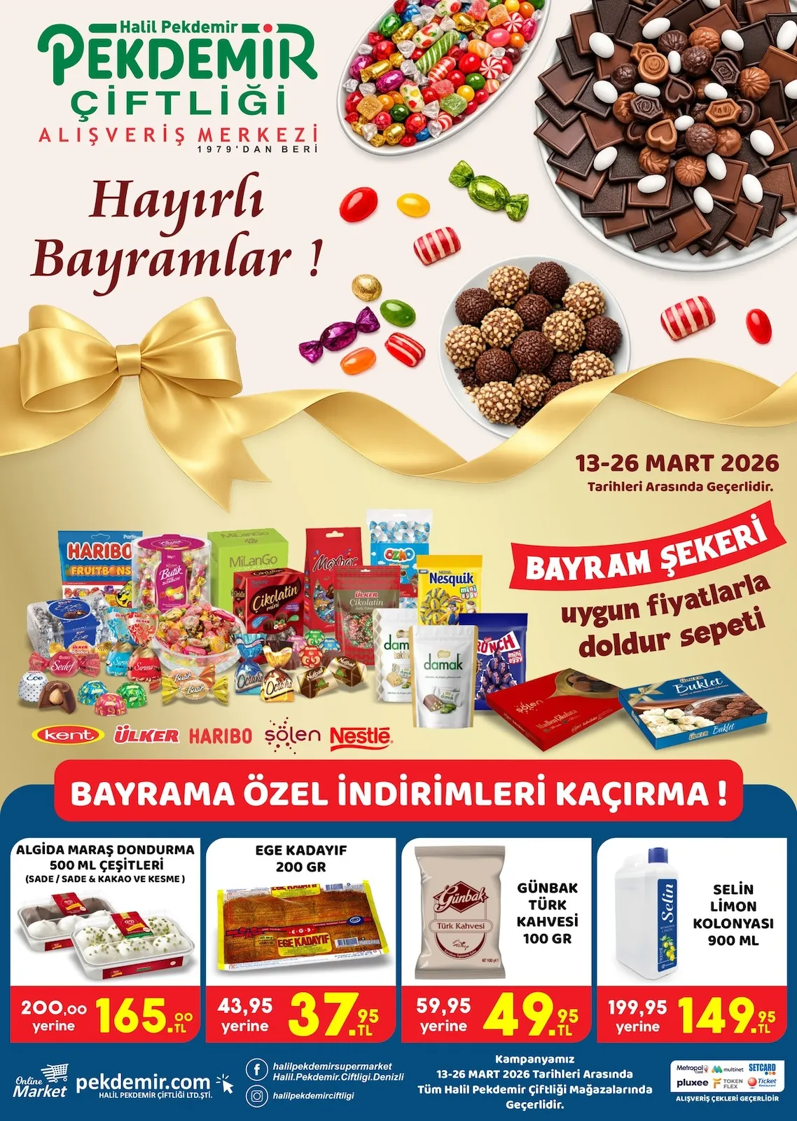 Pekdemir Pekdemir Market 13 Mart 2026 Aktüel Kataloğu sayfa 1: Günbak Türk Kahvesi 100 Gr, Selin Limon Kolonyası 900 Ml