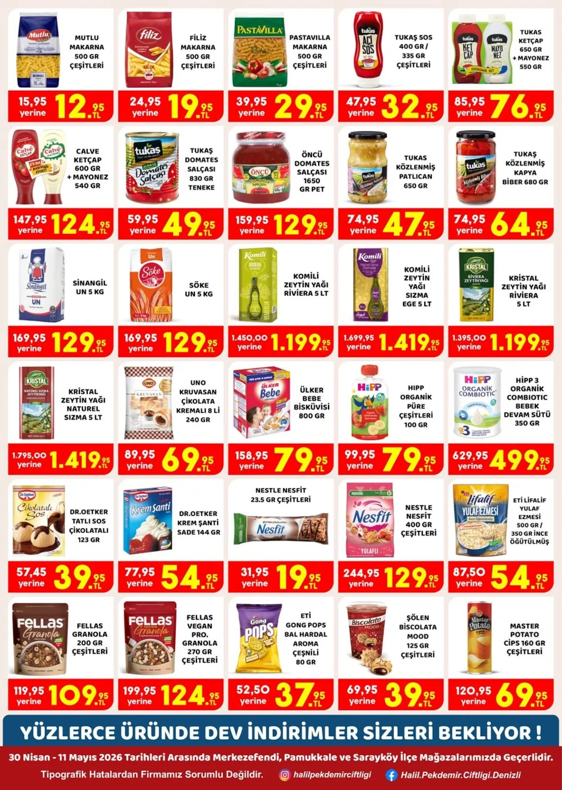 Pekdemir Pekdemir Market 30 Nisan 2026 Aktüel Kataloğu sayfa 2: Filiz Makarna Çeşitleri 500 Gr, Sinangil Un 5 Kg