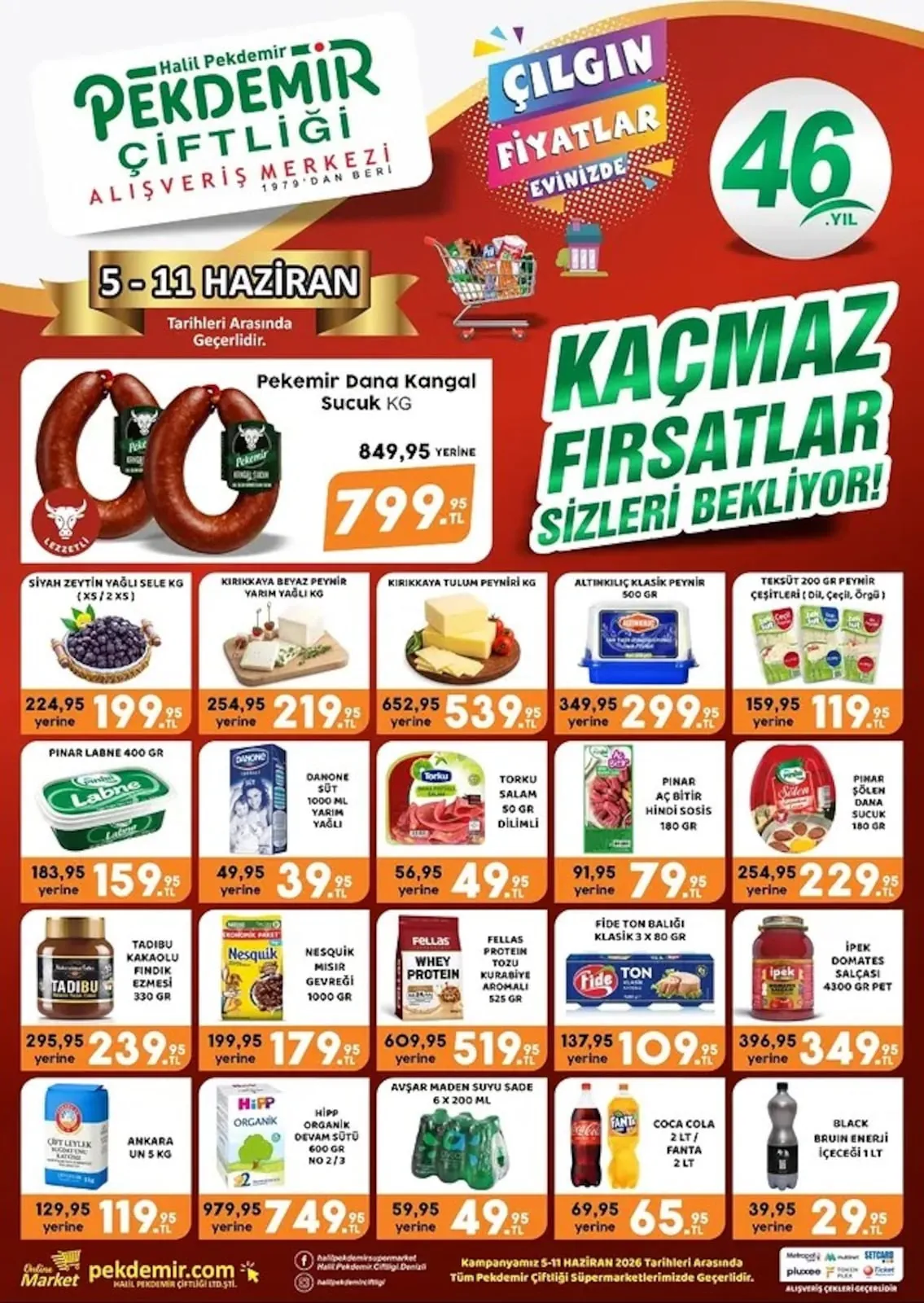 Pekdemir Pekdemir Market 5 Haziran 2026 Aktüel Kataloğu sayfa 1: Torku Salam 50 Gr Dilimli, Fellas Protein Tozu Kurabiye Aromali 525 Gr