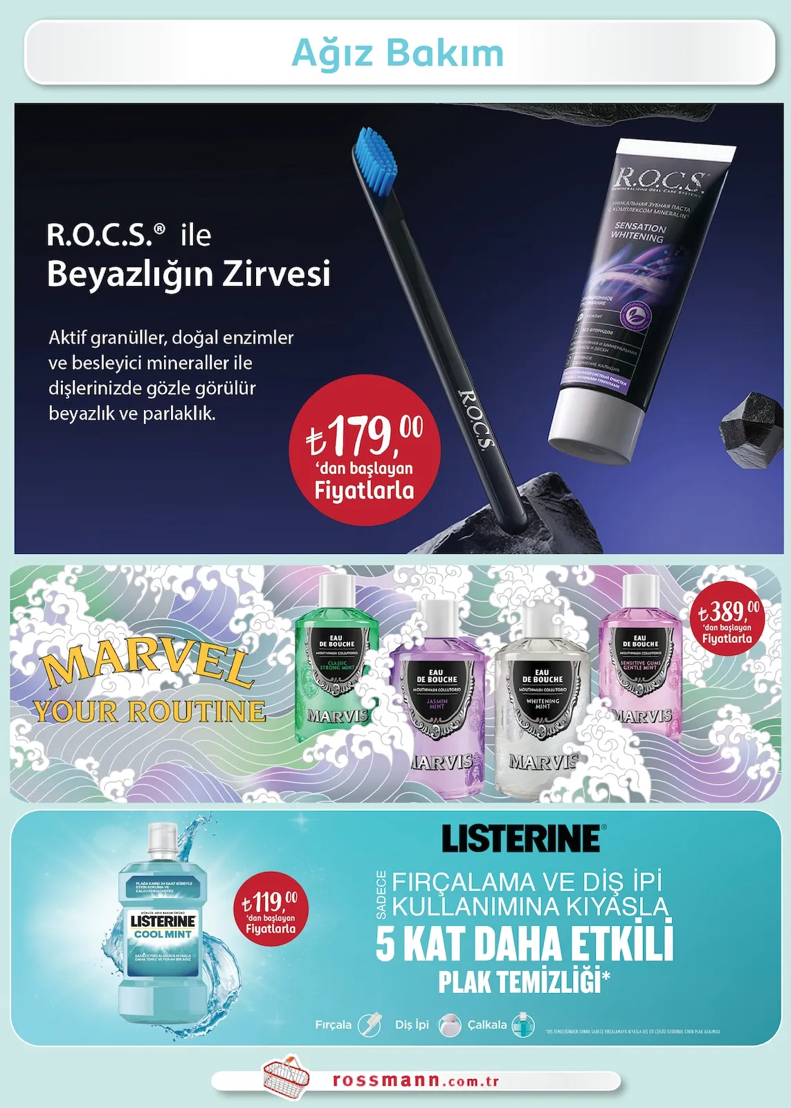Rossmann Rossmann 2 Şubat 2026 Aktüel Kataloğu sayfa 13: Listerine Cool Mint Ağız Çalkalama Suyu, Marvis Eau De Bouche Ağız Çalkalama Suyu