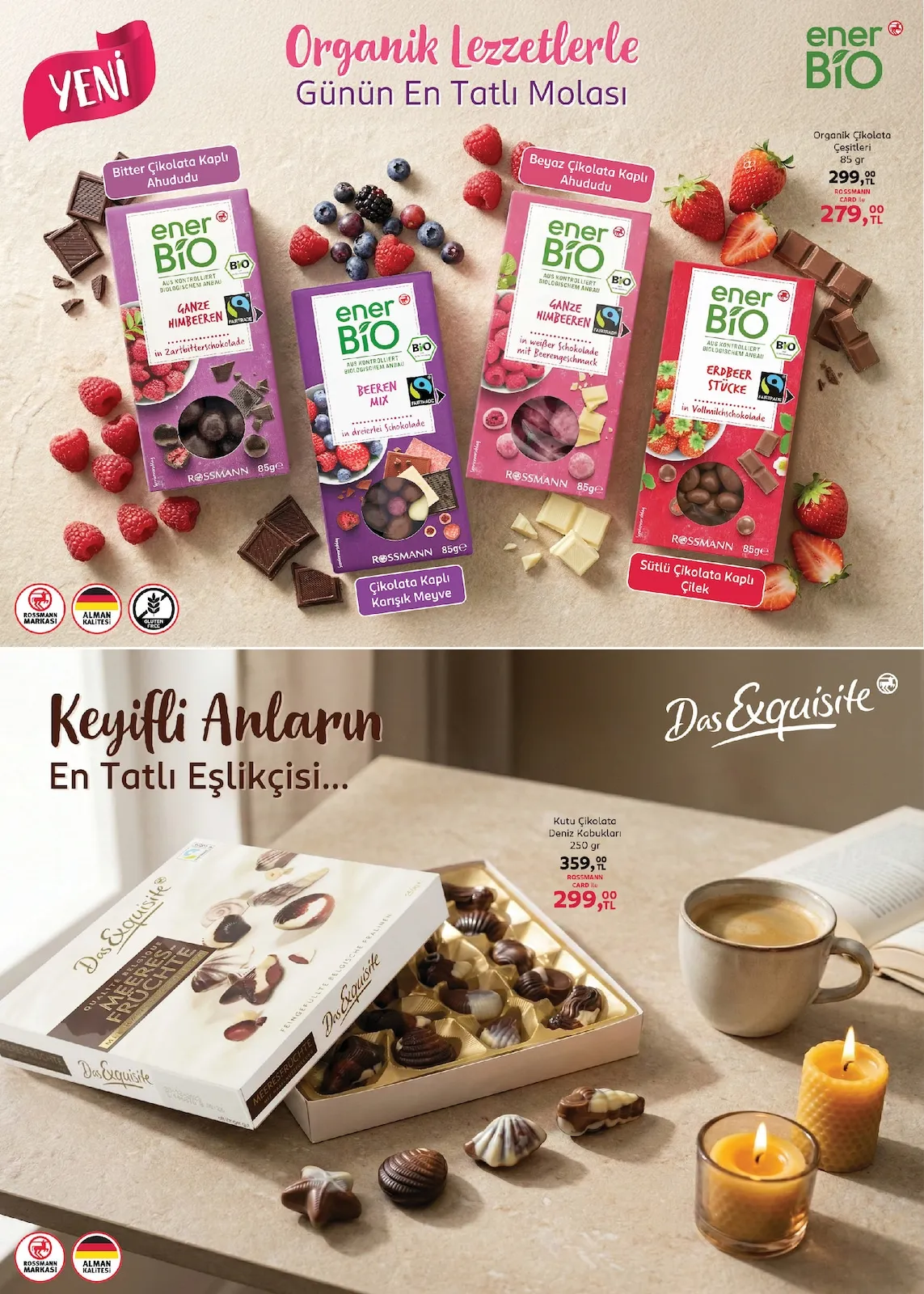 Rossmann Rossmann 2 Mart 2026 Aktüel Kataloğu sayfa 16: Das Exquisite Kutu Çikolata Deniz Kabukları 250 Gr, Organik Çikolata Çeşitleri 85 Gr