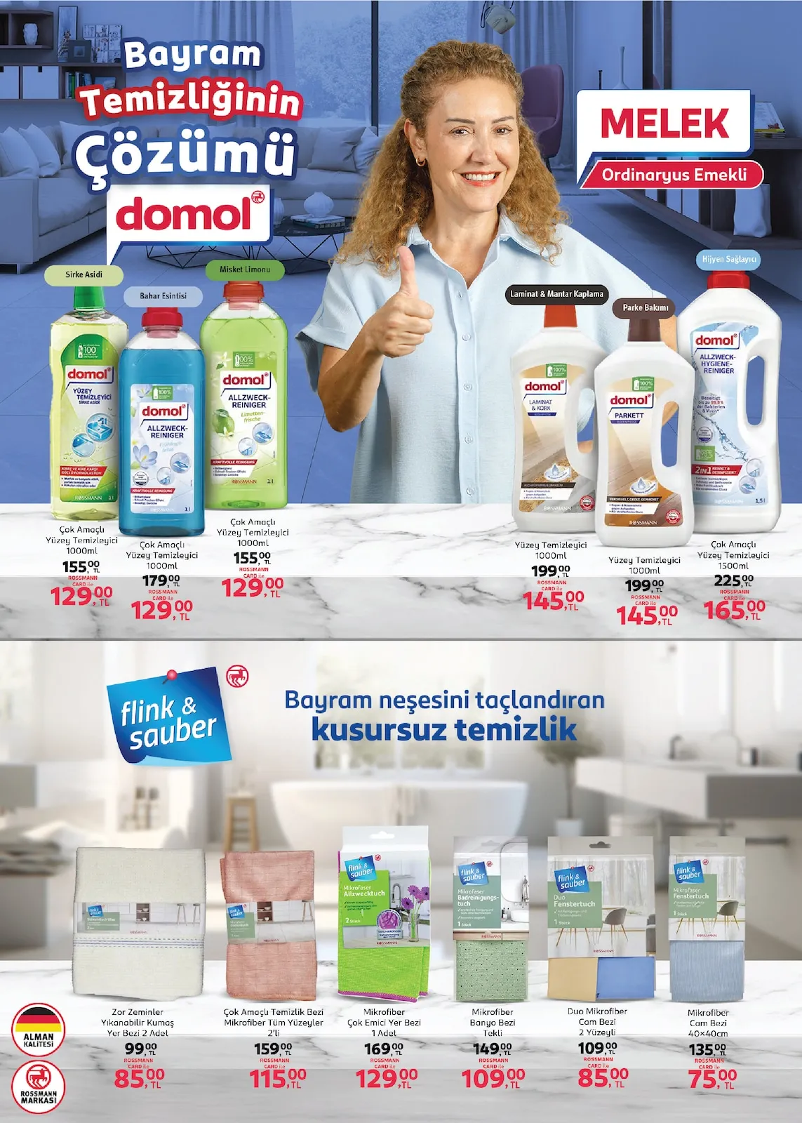 Rossmann Rossmann 2 Mart 2026 Aktüel Kataloğu sayfa 7: Flink & Sauber Mikrofiber Banyo Bezi Tekli, Flink & Sauber Duo Mikrofiber Cam Bezi 2 Yüzeyli