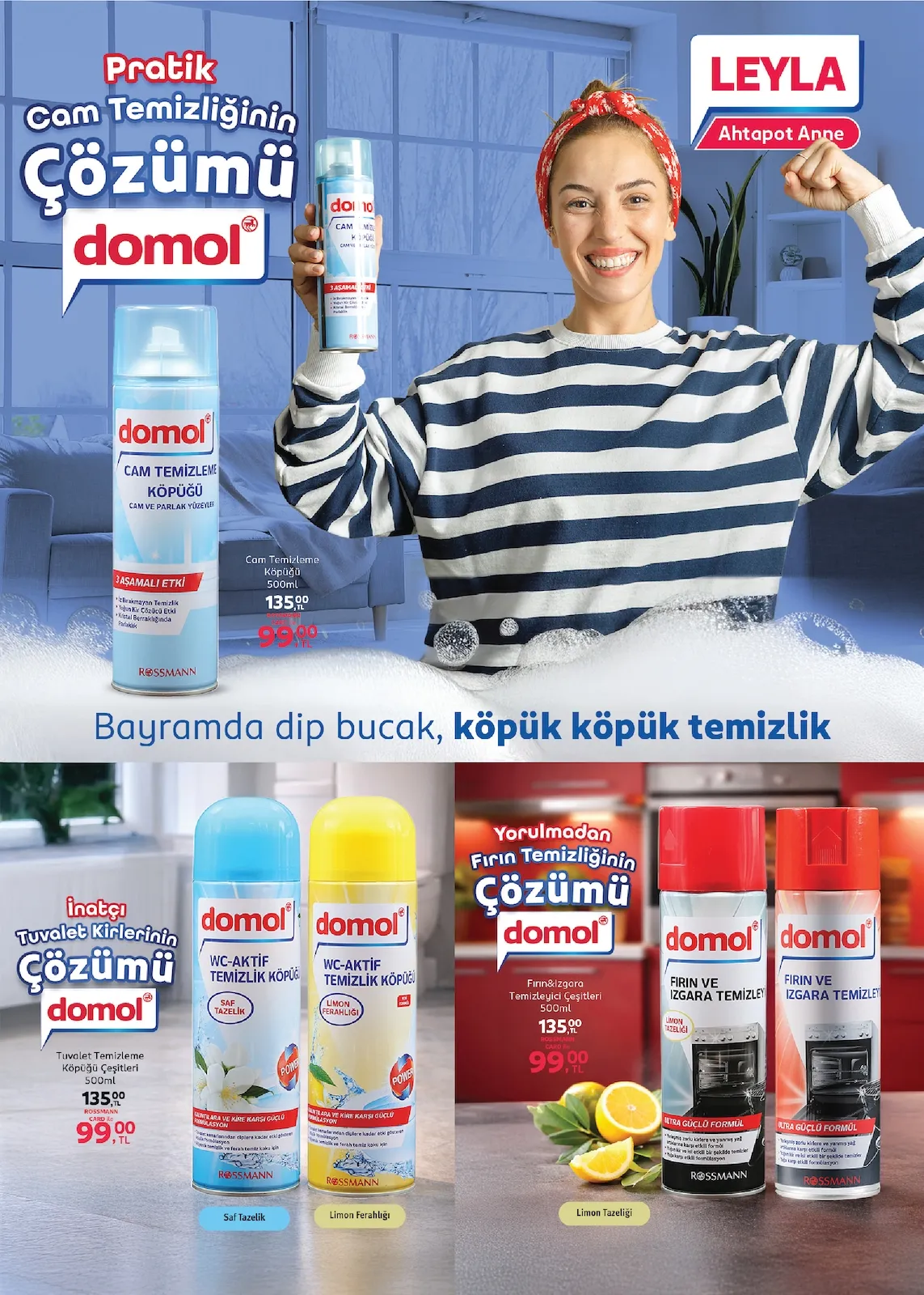 Rossmann Rossmann 2 Mart 2026 Aktüel Kataloğu sayfa 9: Domol Fırın Ve Izgara Temizleyici 500Ml, Domol Wc-Aktif Temizlik Köpüğü 500Ml