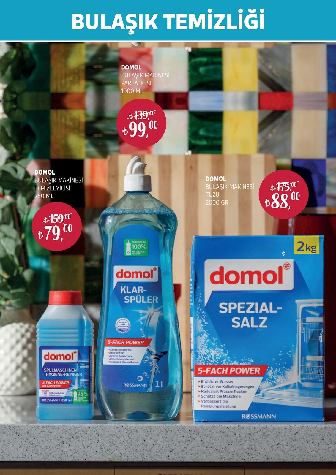 Rossmann Rossmann 30 Nisan 2026 Aktüel Kataloğu sayfa 16: Domol Bulaşık Makinesi Temizleyicisi 250Ml, Domol Bulaşık Makinesi Parlatıcısı 1000Ml