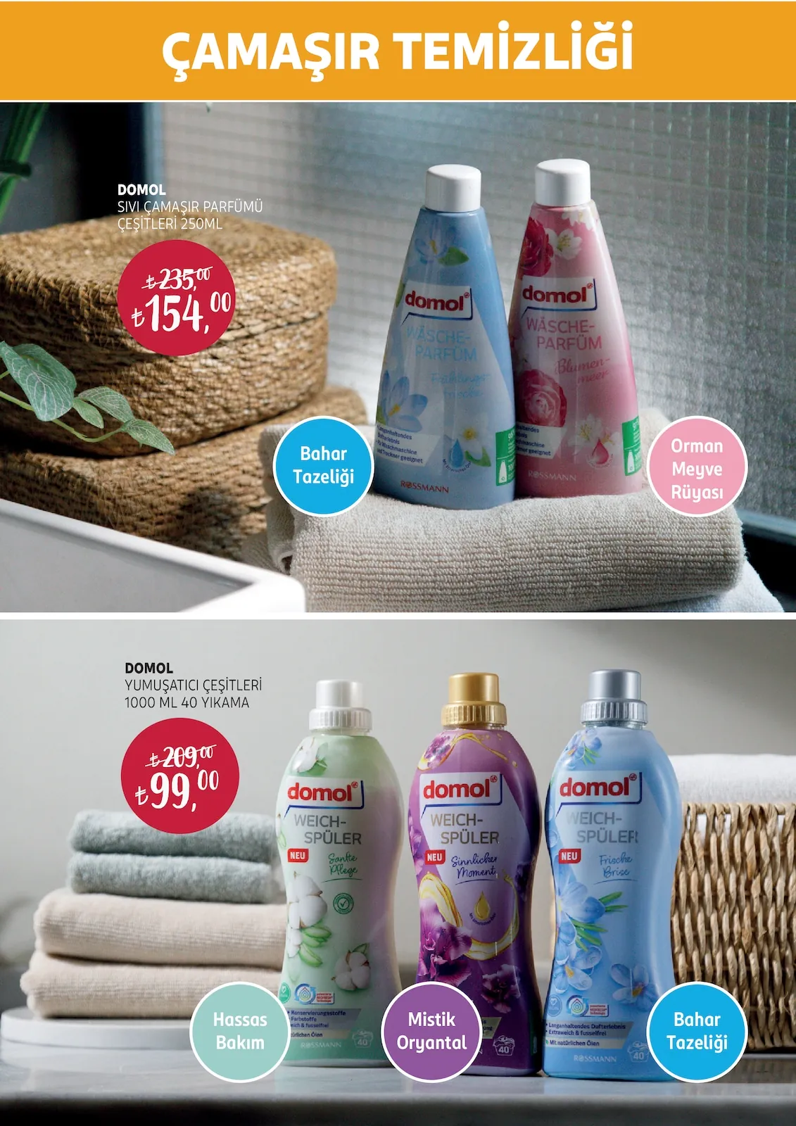 Rossmann Rossmann 30 Nisan 2026 Aktüel Kataloğu sayfa 18: Domol Yumuşatici Çeşitleri 1000 Ml 40 Yikama