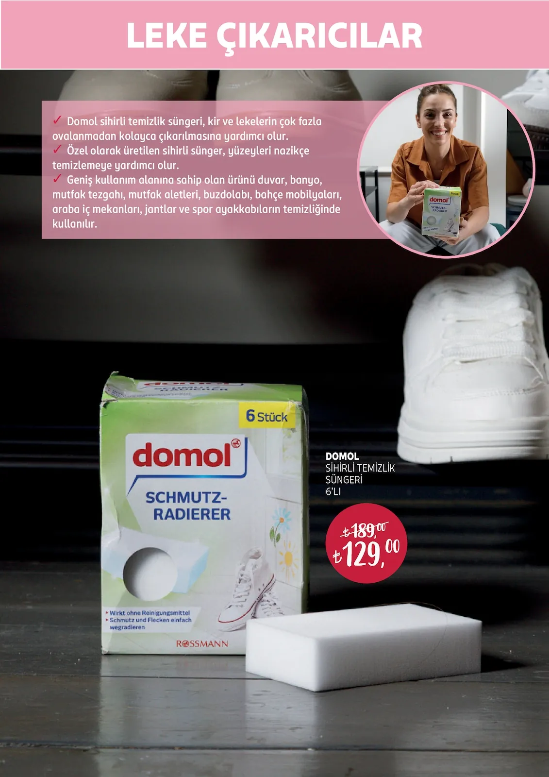 Rossmann Rossmann 30 Nisan 2026 Aktüel Kataloğu sayfa 23: Domol Sihirli Temizlik Süngeri 6'Lı
