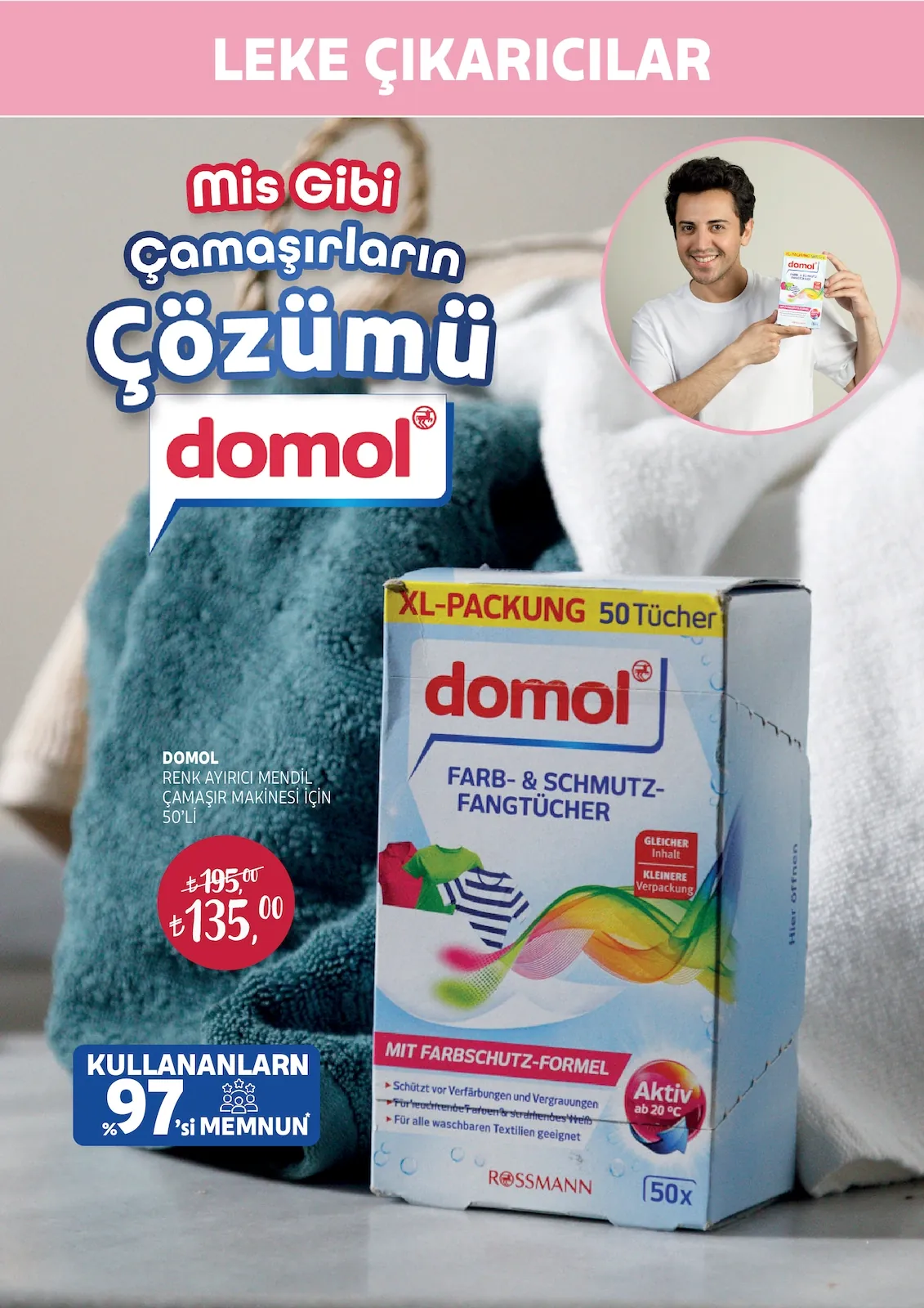 Rossmann Rossmann 30 Nisan 2026 Aktüel Kataloğu sayfa 24: Domol Renk Ayırıcı Mendil Çamaşır Makinesi İçin 50'Li