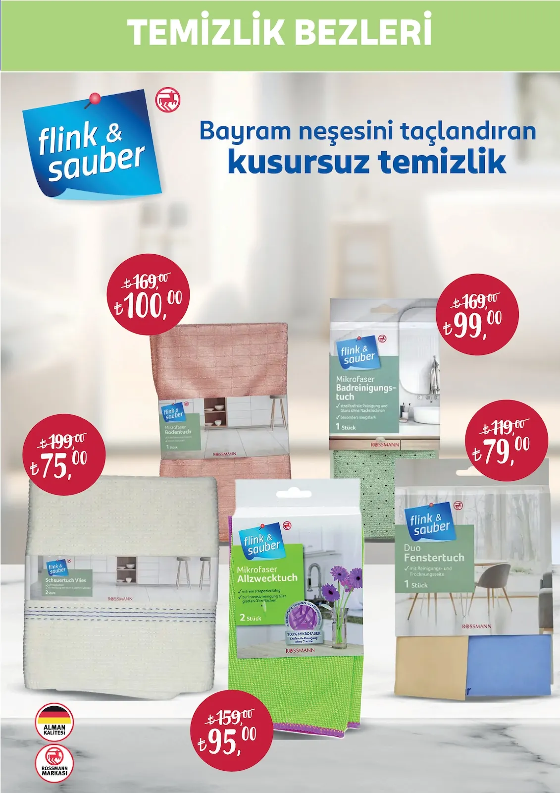 Rossmann Rossmann 30 Nisan 2026 Aktüel Kataloğu sayfa 29: Flink & Sauber Mikrofiber Allzwecktuch 2 Stück, Flink & Sauber Mikrofaser Allzwecktuch 2 Stück