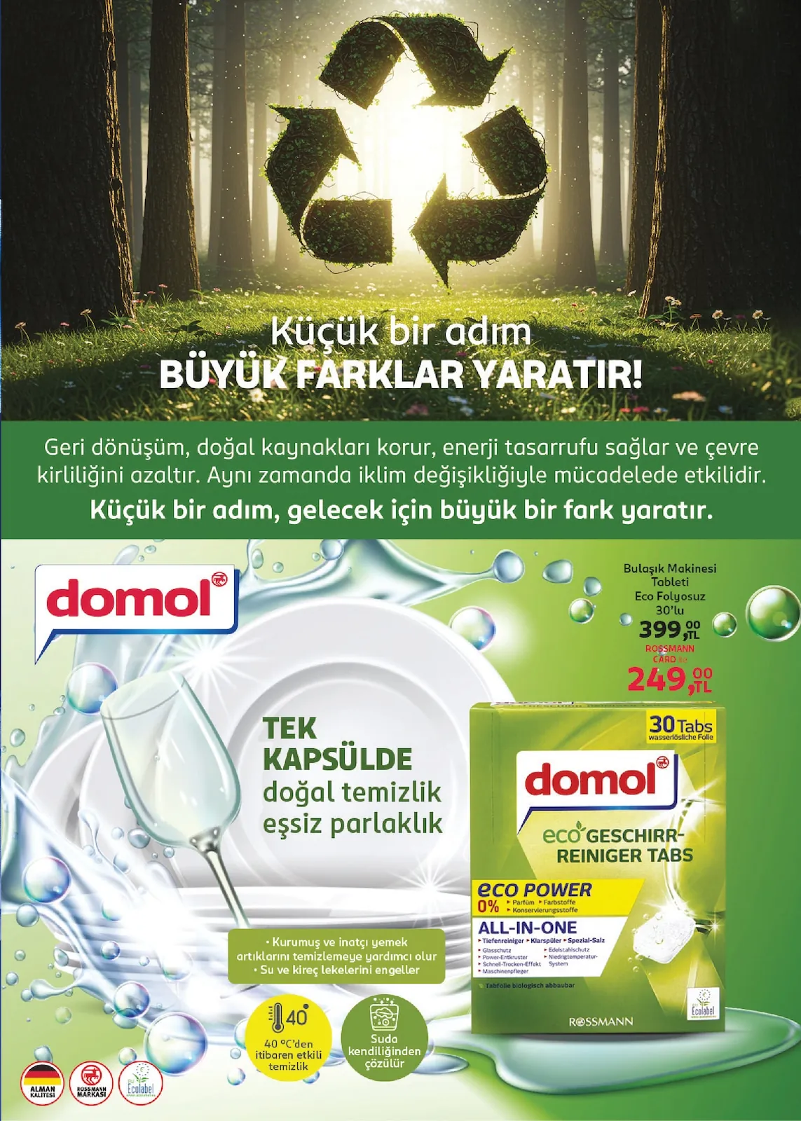 Rossmann Rossmann 30 Nisan 2026 Aktüel Kataloğu sayfa 5: Domol Bulaşık Makinesi Tableti Eco Folyosuz 30'Lu