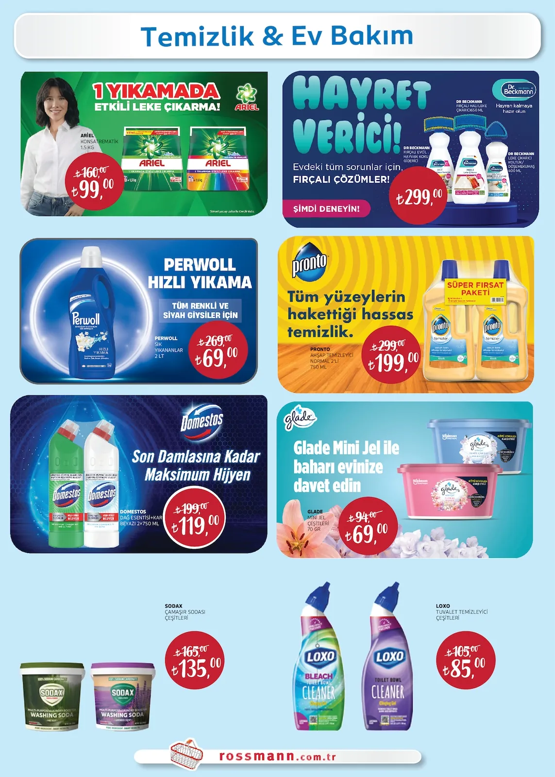 Rossmann Rossmann 30 Nisan 2026 Aktüel Kataloğu sayfa 8: Sodax Çamaşır Sodası Çeşitleri, Loxo Tuvalet Temizleyici Çeşitleri