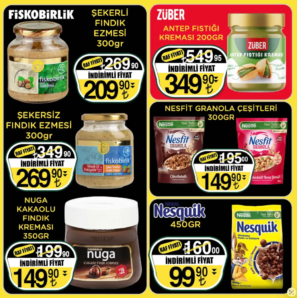 Sarıyer Sarıyer Market 13 Mart 2026 Aktüel Kataloğu sayfa 26: Nesfit Granola Çeşitleri 300Gr, Fiskobirlik Şekerli Fındık Ezmesi 300Gr