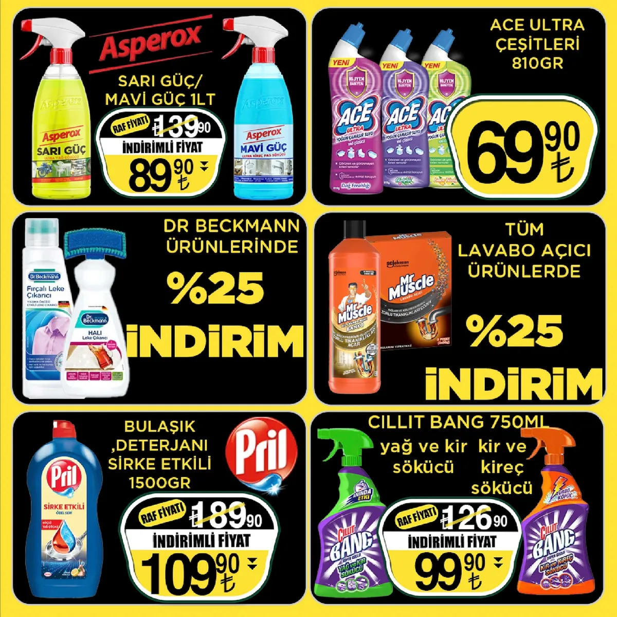Sarıyer Sarıyer Market 13 Mart 2026 Aktüel Kataloğu sayfa 30: Asperox Sari Güç/ Mavi Güç 1 Lt, Pril Bulaşık Deterjanı Sirke Etkili 1500Gr