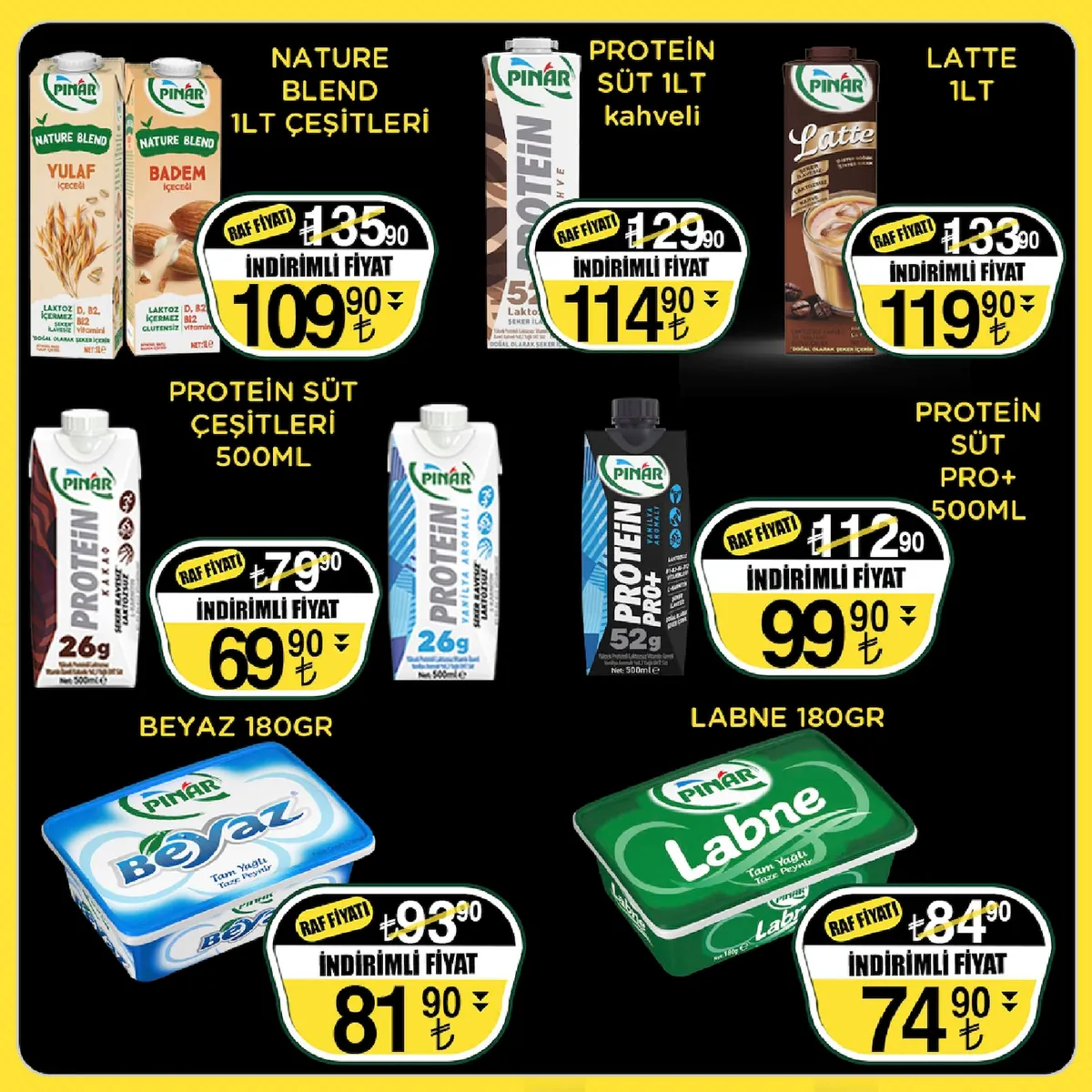 Sarıyer Sarıyer Market 17 Nisan 2026 Aktüel Kataloğu sayfa 11: Pınar Protein Süt Pro+ 500Ml, Pınar Protein Süt Çeşitleri 500Ml