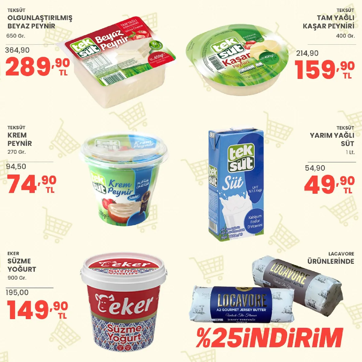 Sarıyer Sarıyer Market 8 Mayıs 2026 Aktüel Kataloğu sayfa 13: Eker Süzme Yoğurt 900G, Teksüt Tam Yağli Kaşar Peyniri 400G