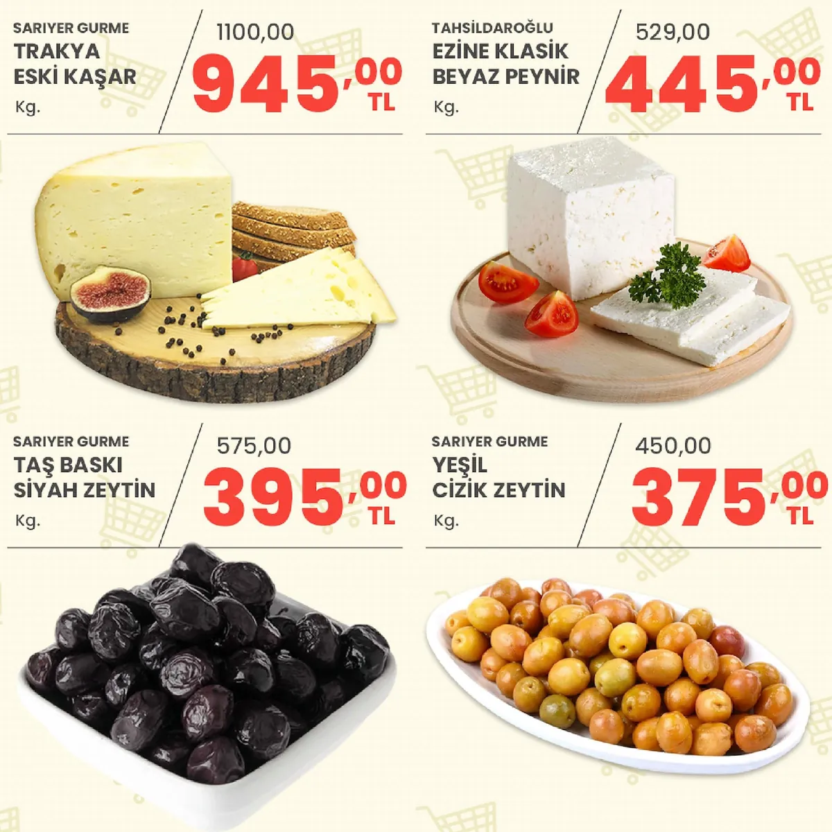 Sarıyer Sarıyer Market 8 Mayıs 2026 Aktüel Kataloğu sayfa 2: Sariyer Gurme Yeşil Çizik Zeytin Kg., Sariyer Gurme Taş Baskı Siyah Zeytin Kg.