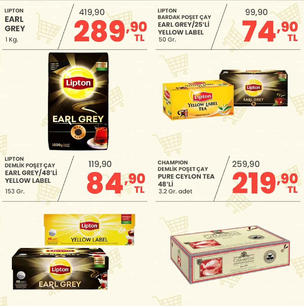 Sarıyer Sarıyer Market 8 Mayıs 2026 Aktüel Kataloğu sayfa 23: Lipton Bardak Poşet Çay Earl Grey / 25'Li Yellow Label 50 Gr., Lipton Demlik Poşet Çay Earl Grey / 48'Li Yellow Label 153 Gr.