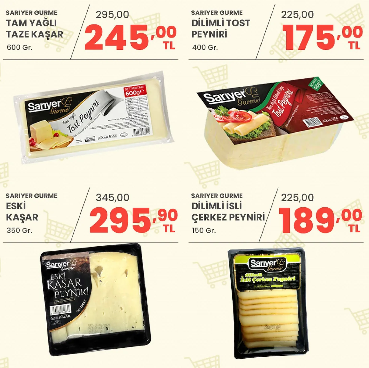 Sarıyer Sarıyer Market 8 Mayıs 2026 Aktüel Kataloğu sayfa 3: Sariyer Gurme Dilimli Isli Çerkez Peyniri 150 Gr., Sariyer Gurme Eski Kaşar 350 Gr.