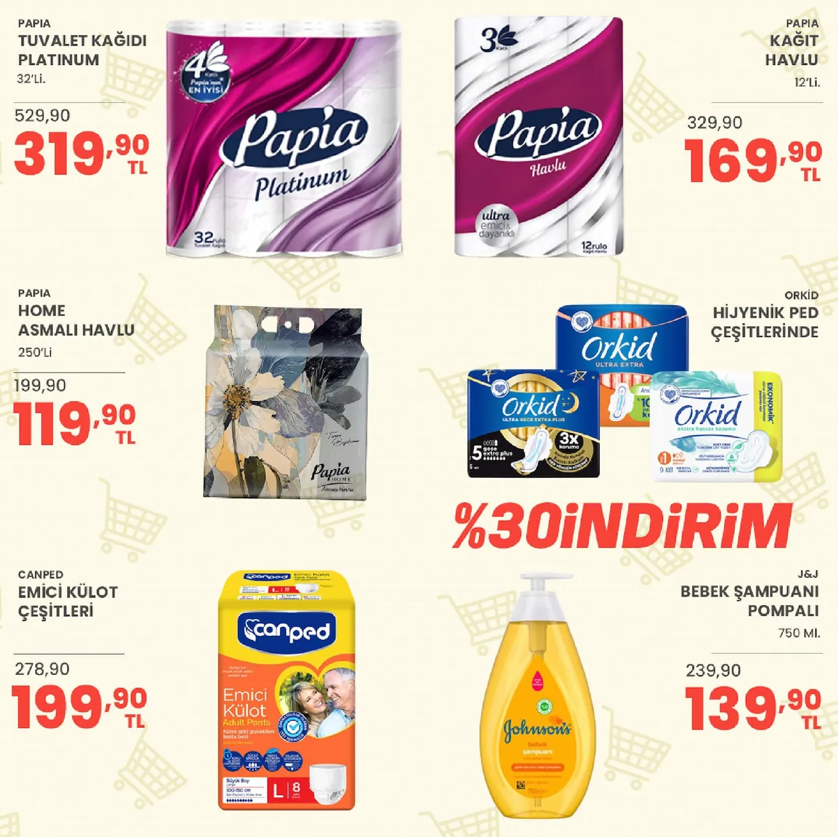 Sarıyer Sarıyer Market 8 Mayıs 2026 Aktüel Kataloğu sayfa 34: Papia Tuvalet Kağıdı Platinum 32'Li, Papia Kağıt Havlu 12'Li