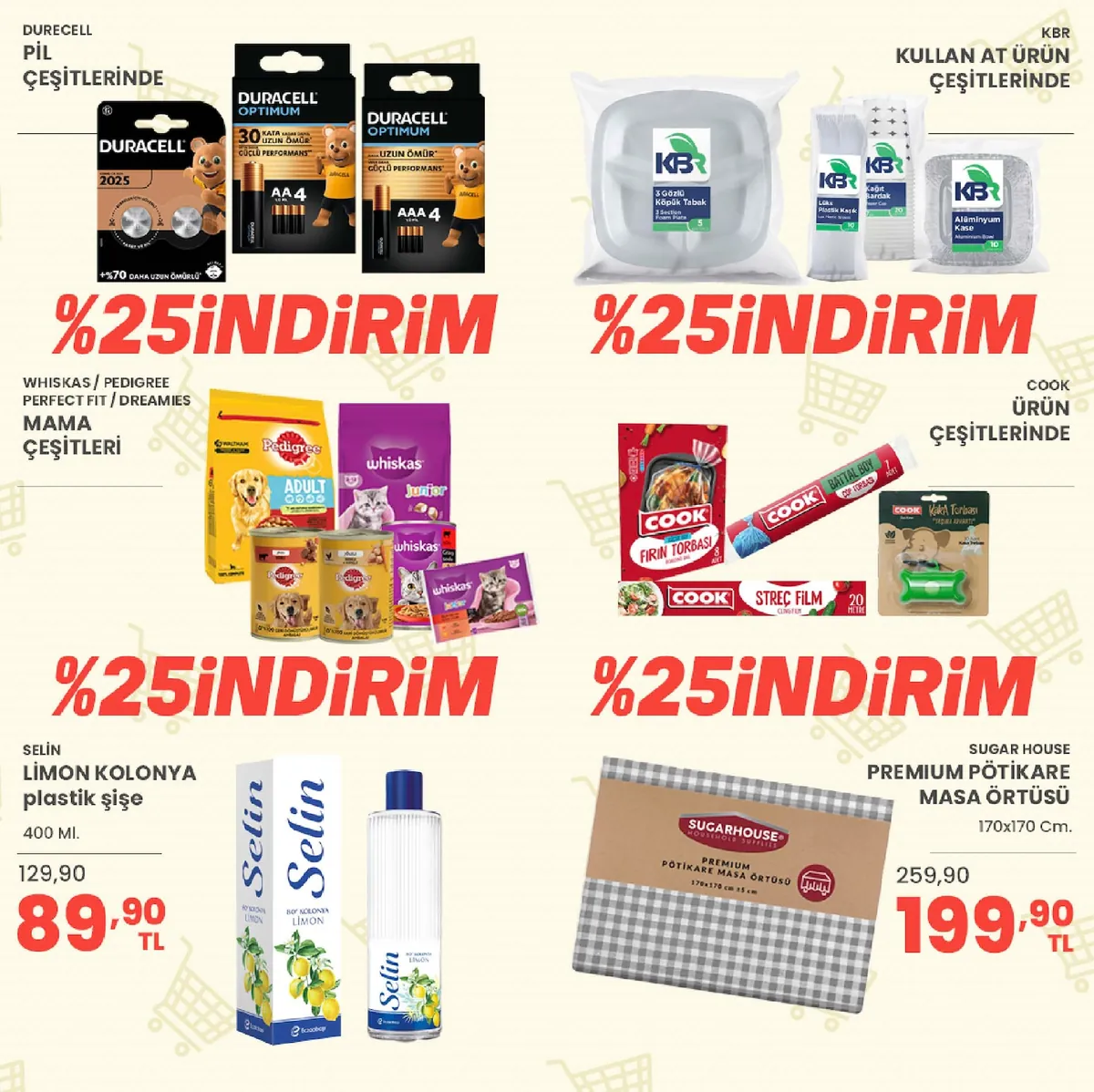 Sarıyer Sarıyer Market 8 Mayıs 2026 Aktüel Kataloğu sayfa 36: Sugar House Premium Pötikare Masa Örtüsü 170X170 Cm, Selin Limon Kolonya Plastik Şişe 400 Ml