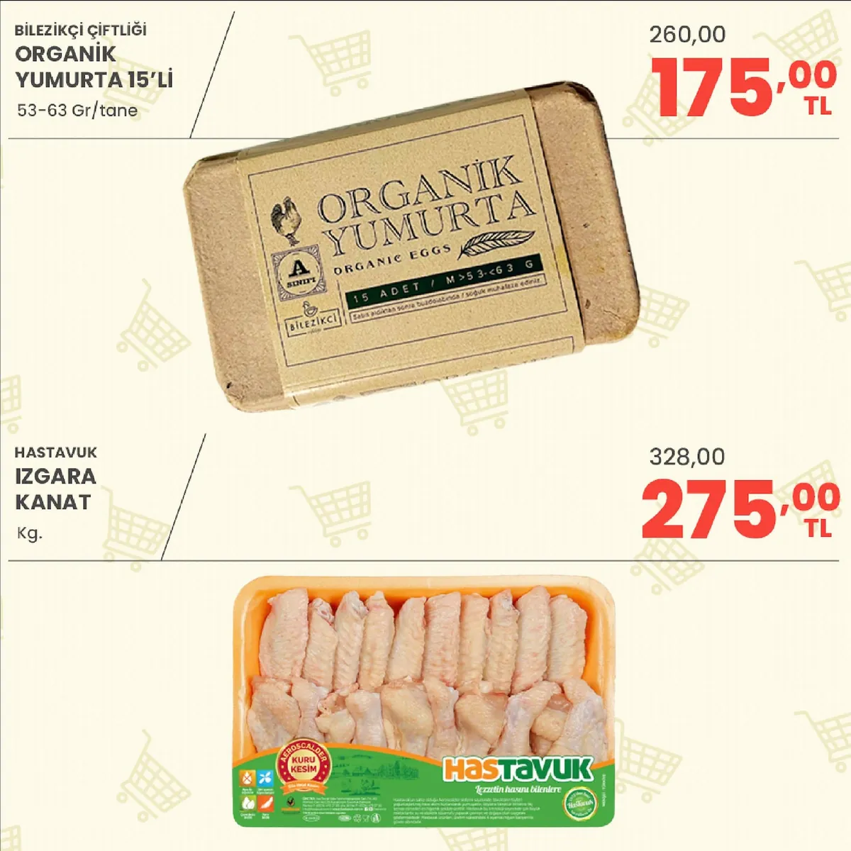 Sarıyer Sarıyer Market 8 Mayıs 2026 Aktüel Kataloğu sayfa 7: Organik Yumurta 15 Adet, Izgara Kanat Kg