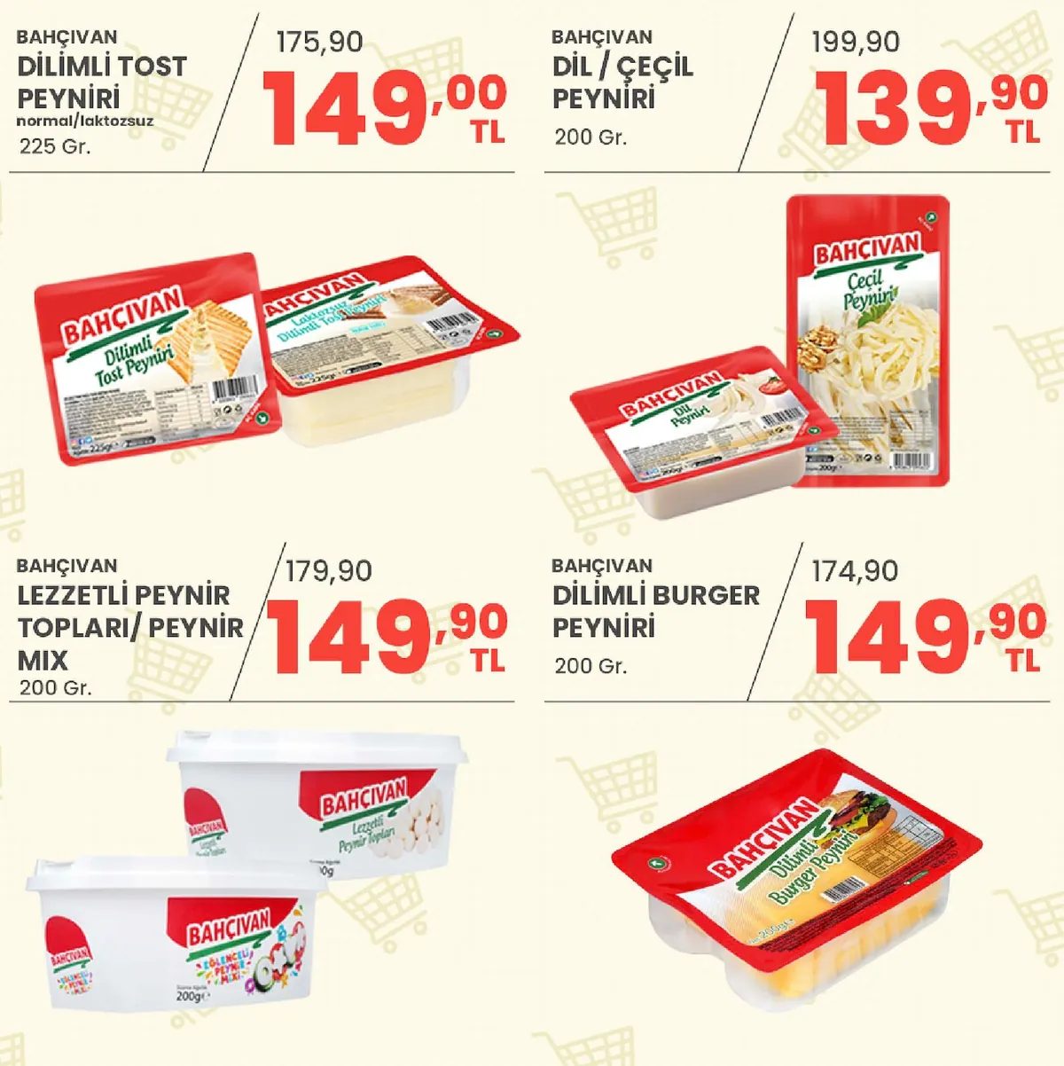 Sarıyer Sarıyer Market 22 Mayıs 2026 Aktüel Kataloğu sayfa 10: Bahcıvan Lezzetli Peynir Topları/Peynir Mix 200 Gr., Bahçıvan Dilimli Burger Peyniri 200 Gr.