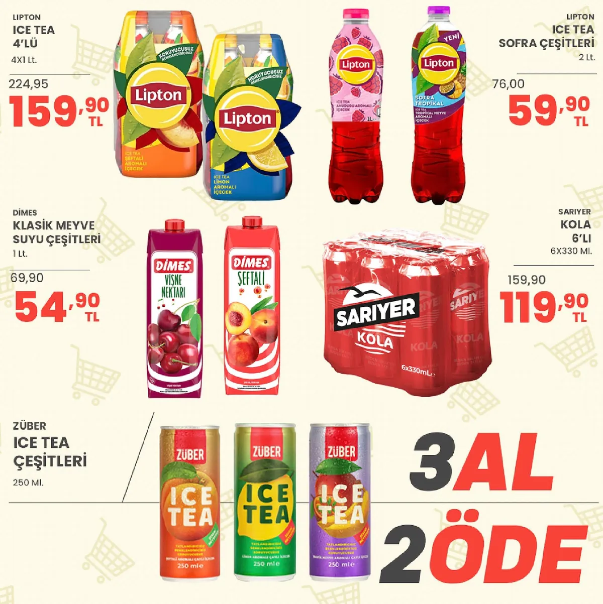 Sarıyer Sarıyer Market 22 Mayıs 2026 Aktüel Kataloğu sayfa 26: Sariyer Kola 6'Lı 330 Ml, Dimes Klasik Meyve Suyu Çeşitleri 1 Lt