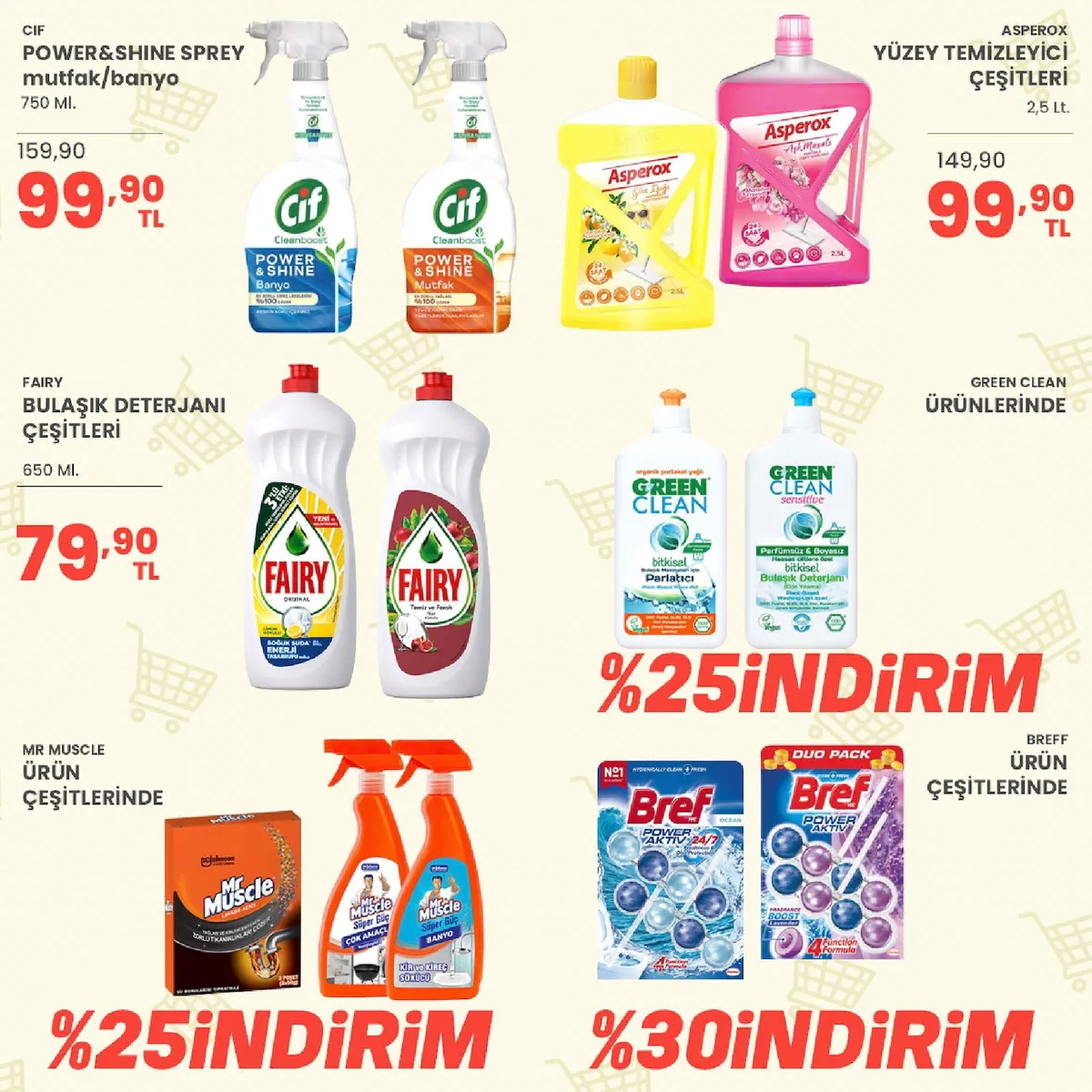 Sarıyer Sarıyer Market 22 Mayıs 2026 Aktüel Kataloğu sayfa 29: Fairy Bulaşık Deterjanı Çeşitleri 650 Ml, Asperox Yüzey Temizleyici Çeşitleri 2.5 Lt