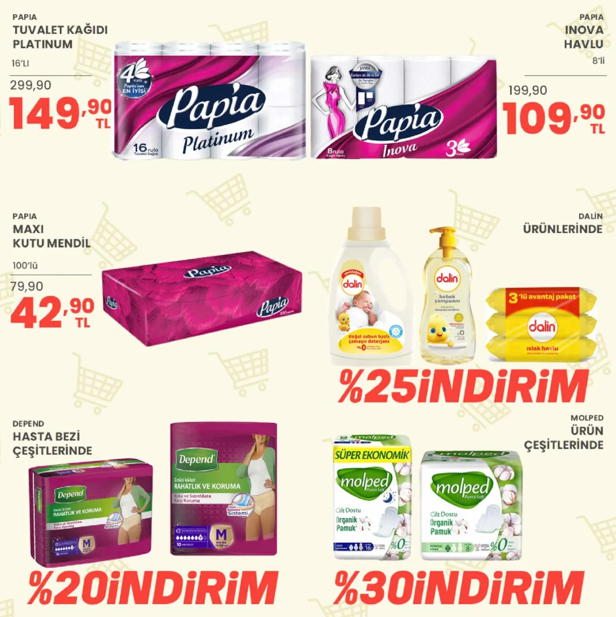 Sarıyer Sarıyer Market 22 Mayıs 2026 Aktüel Kataloğu sayfa 30: Papia Inova Havlu 8'Li, Papia Tuvalet Kağıdı Platinum 16'Lı