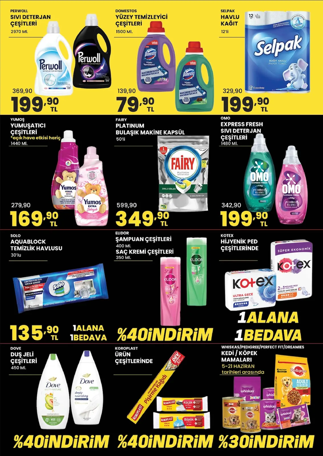 Sarıyer Sarıyer Market 5 Haziran 2026 Aktüel Kataloğu sayfa 4: Selpak Havlu Kağıt 12'Li, Omo Express Fresh Sıvı Deterjan Çeşitleri 1480 Ml