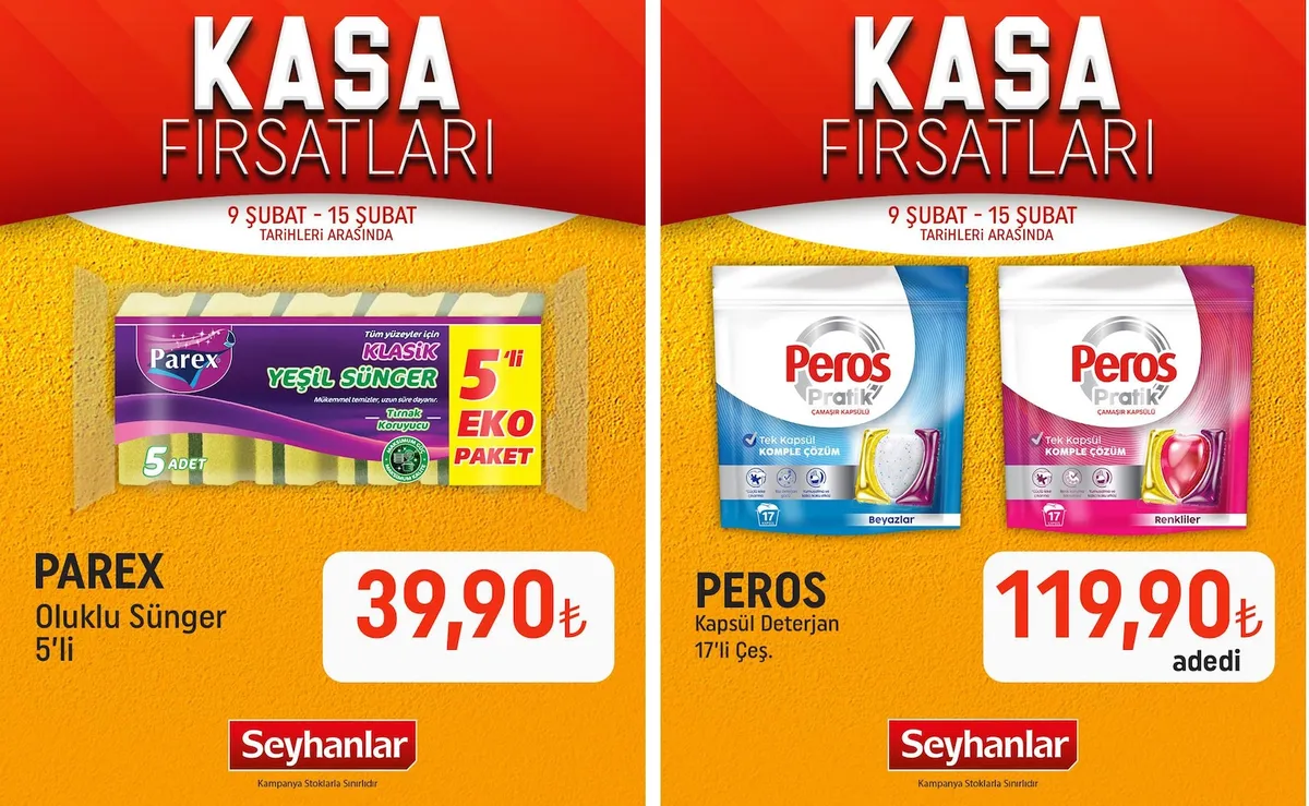 Seyhanlar Seyhanlar 9 Şubat 2026 Aktüel Kataloğu sayfa 1: Parex Oluklu Sünger 5'Li