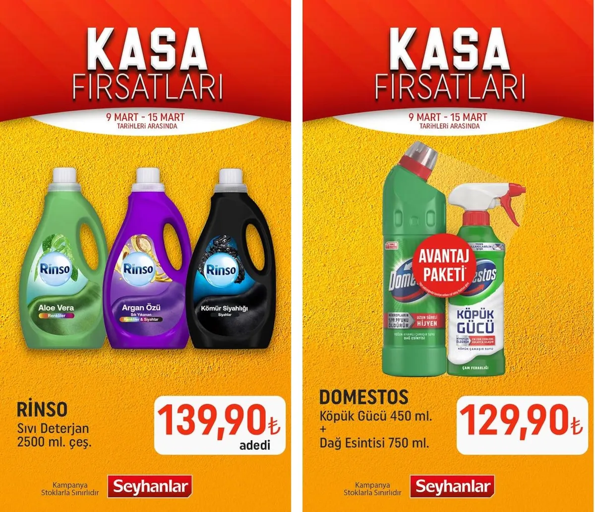 Seyhanlar Seyhanlar 9 Mart 2026 Aktüel Kataloğu sayfa 1: Domestos Köpük Gücü 450 Ml + Dağ Esintisi 750 Ml