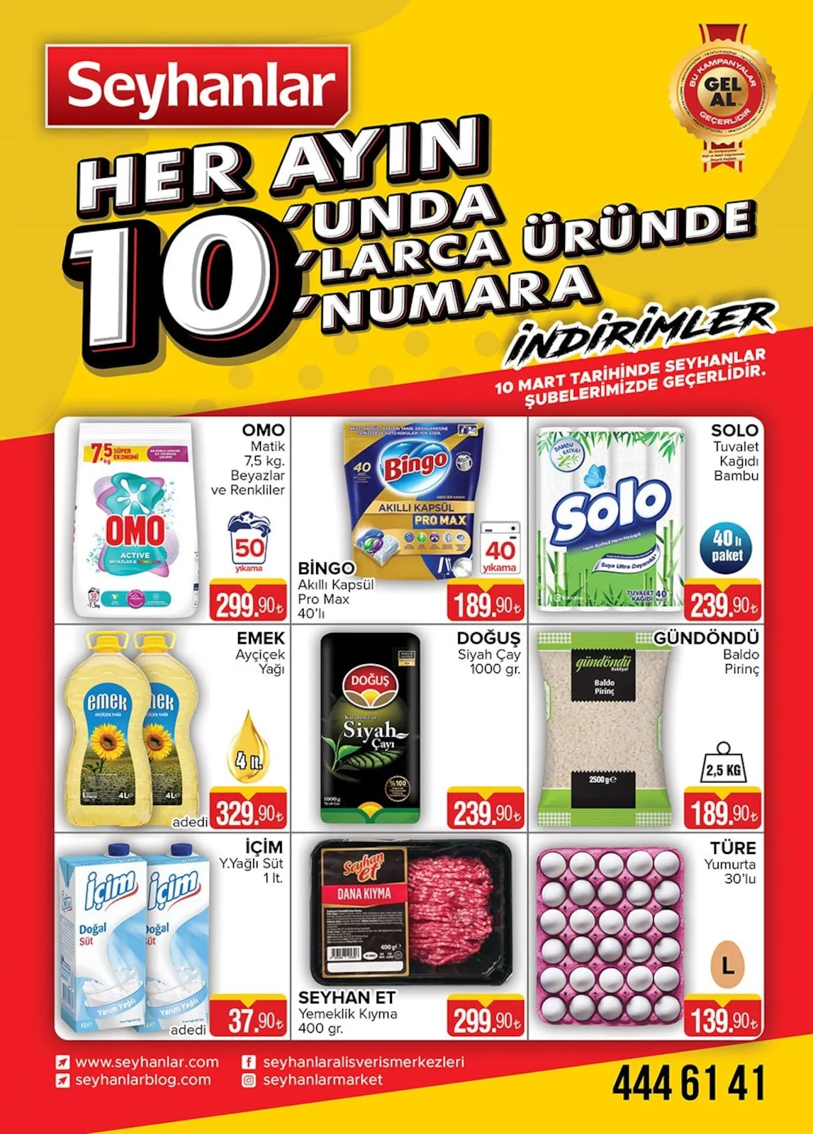 Seyhanlar Seyhanlar 10 Mart 2026 Aktüel Kataloğu sayfa 1: Seyhan Et Yemeklik Kıyma 400 Gr., Bingo Akıllı Kapsül Pro Max 40'Lı