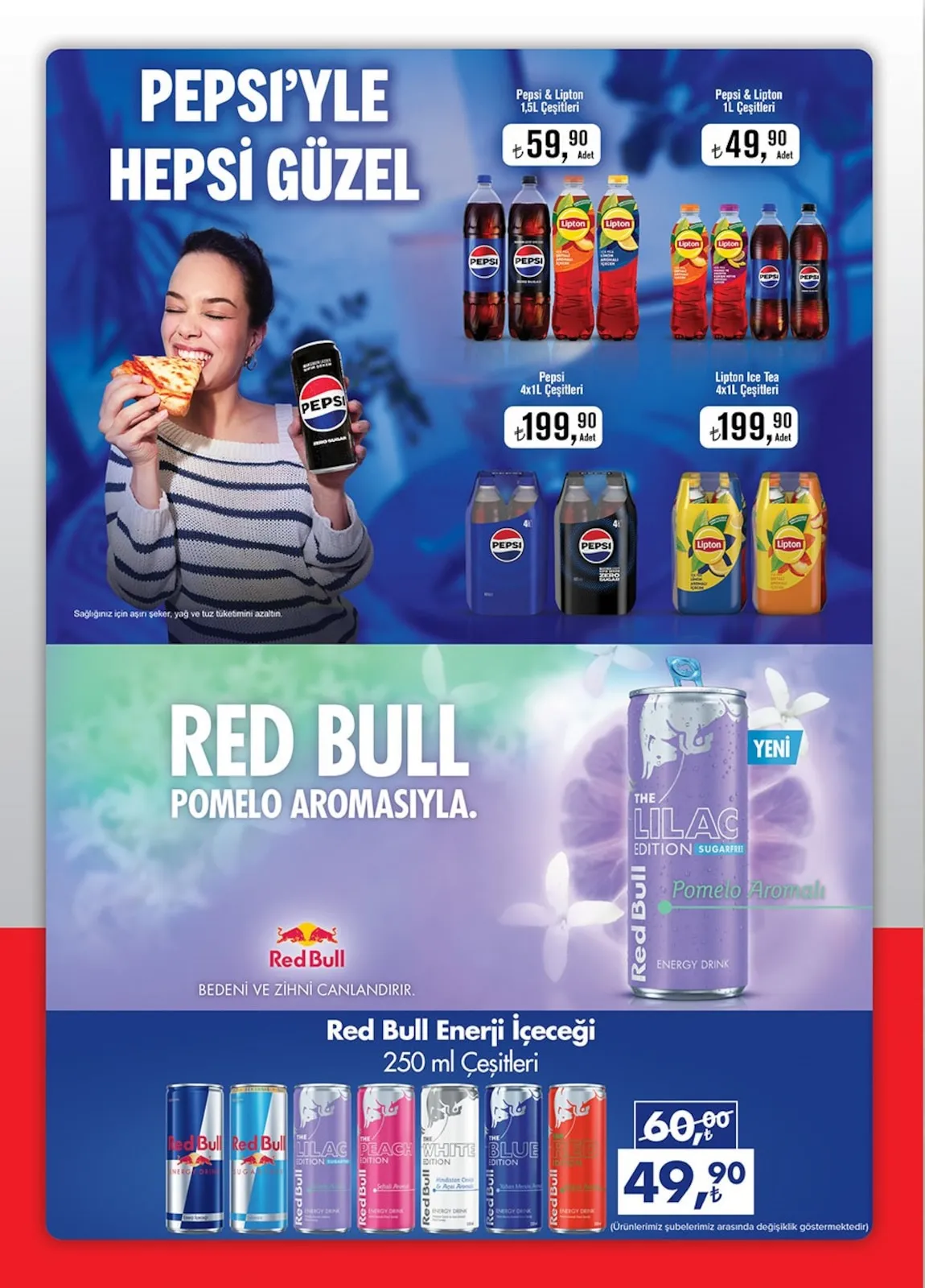 Seyhanlar Seyhanlar 13 Mart 2026 Aktüel Kataloğu sayfa 8: Pepsi & Lipton 1,5L Çeşitleri, Lipton Ice Tea 4X1L Çeşitleri