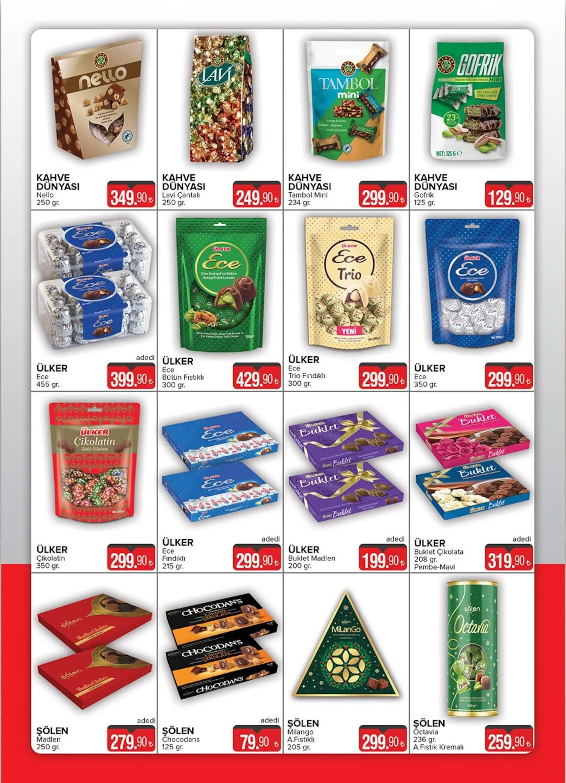 Seyhanlar Seyhanlar 13 Mart 2026 Aktüel Kataloğu sayfa 9: Ülker Ece Trio Fındıklı 300 Gr., Şölen Chocodans 125 Gr.
