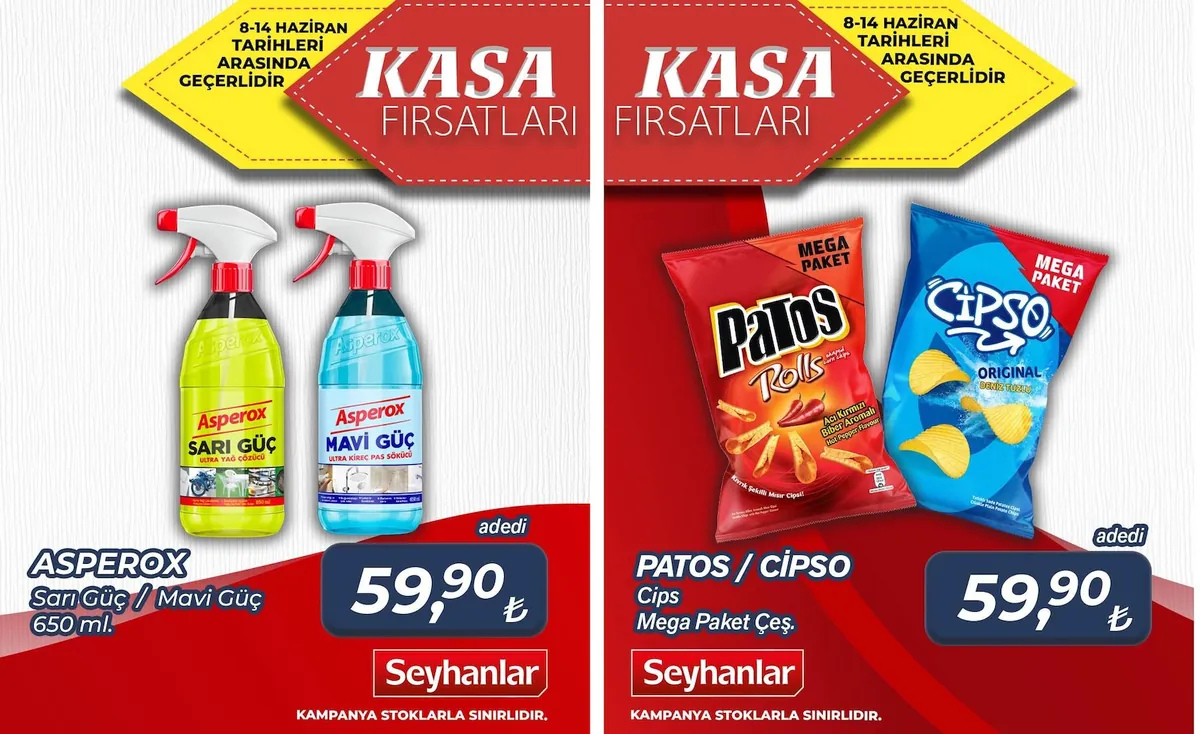 Seyhanlar Seyhanlar 8 Haziran 2026 Aktüel Kataloğu sayfa 1: Patos Rolls Aci Kirmizi Biber Aromali Hot Pepper Flavour Mega Paket