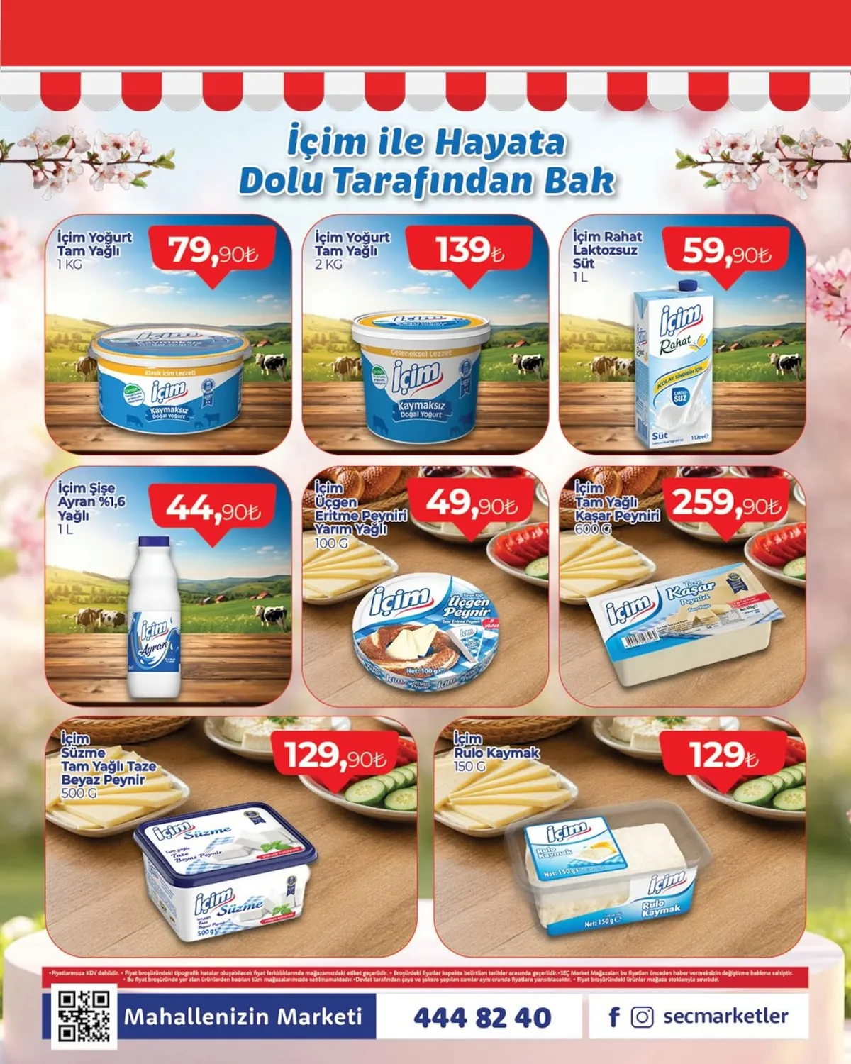 Seç Seç Market 7 Mayıs 2026 Aktüel Kataloğu sayfa 3: İçim Tam Yağlı Kaşar Peyniri 600 G, İçim Rahat Laktozsuz Süt 1 L