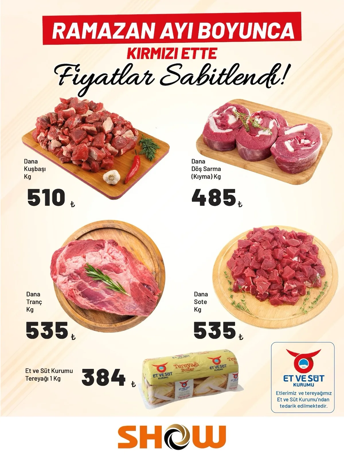 Show Show Market 26 Ocak 2026 Aktüel Kataloğu sayfa 1: Dana Döş Sarma (Kıyma) Kg, Dana Sote Kg