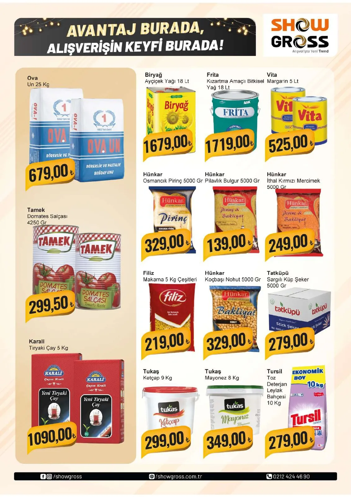 Show Show Gross 27 Mart 2026 Aktüel Kataloğu sayfa 7: Tamek Domates Salçası 4250 Gr, Filiz Makarna 5 Kg Çeşitleri